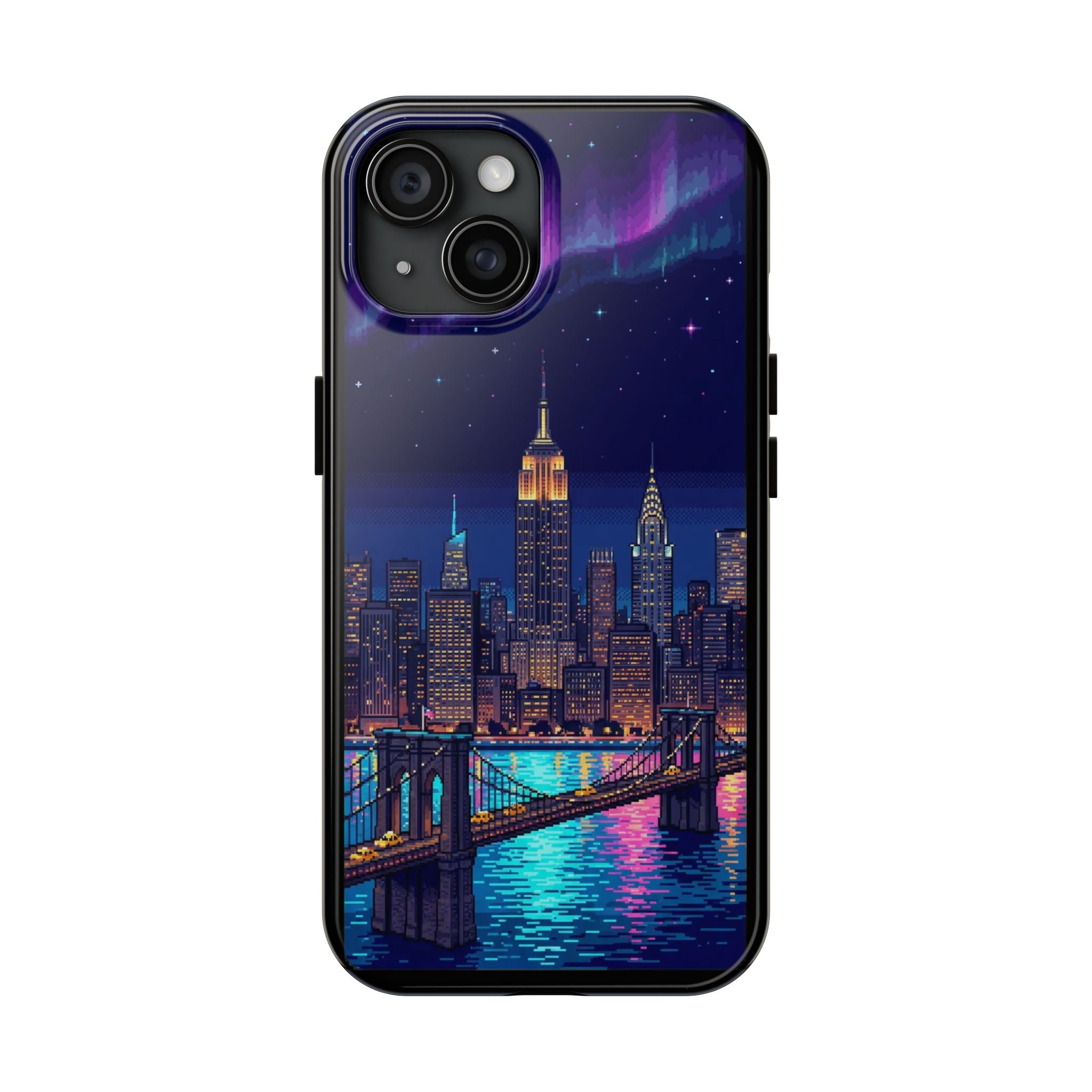 Retro Pixel NYC Skyline at Night — Tough Phone Case