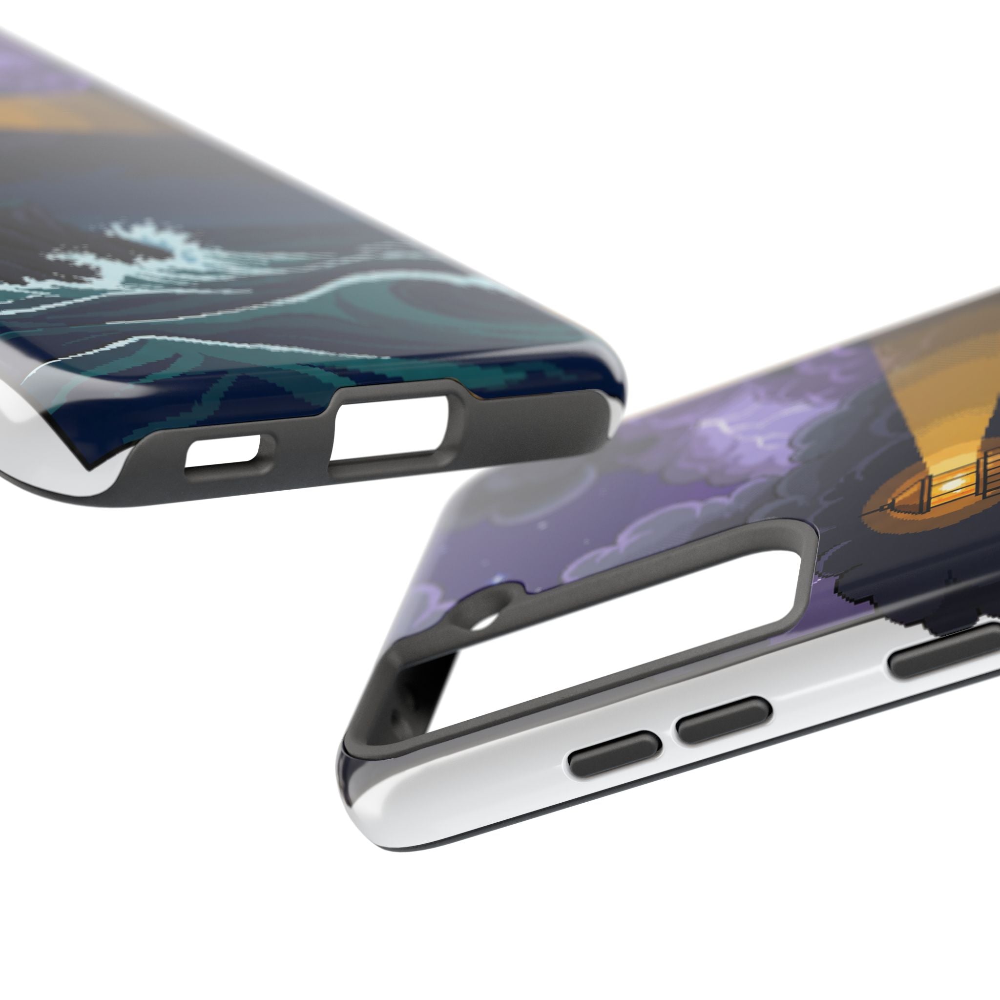 Retro Pixel Lighthouse in the Storm — Tough Phone Case