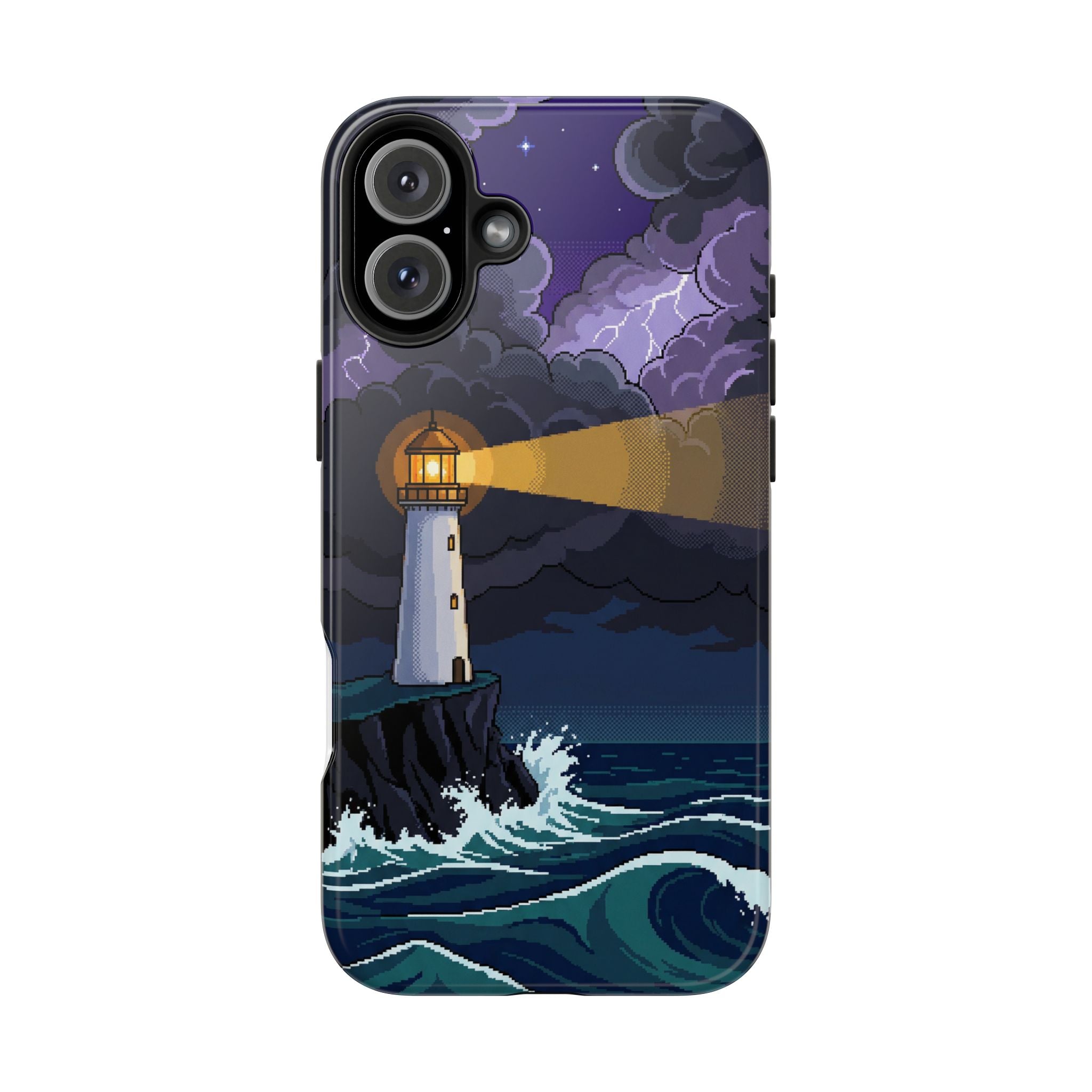 Retro Pixel Lighthouse in the Storm — Tough Phone Case