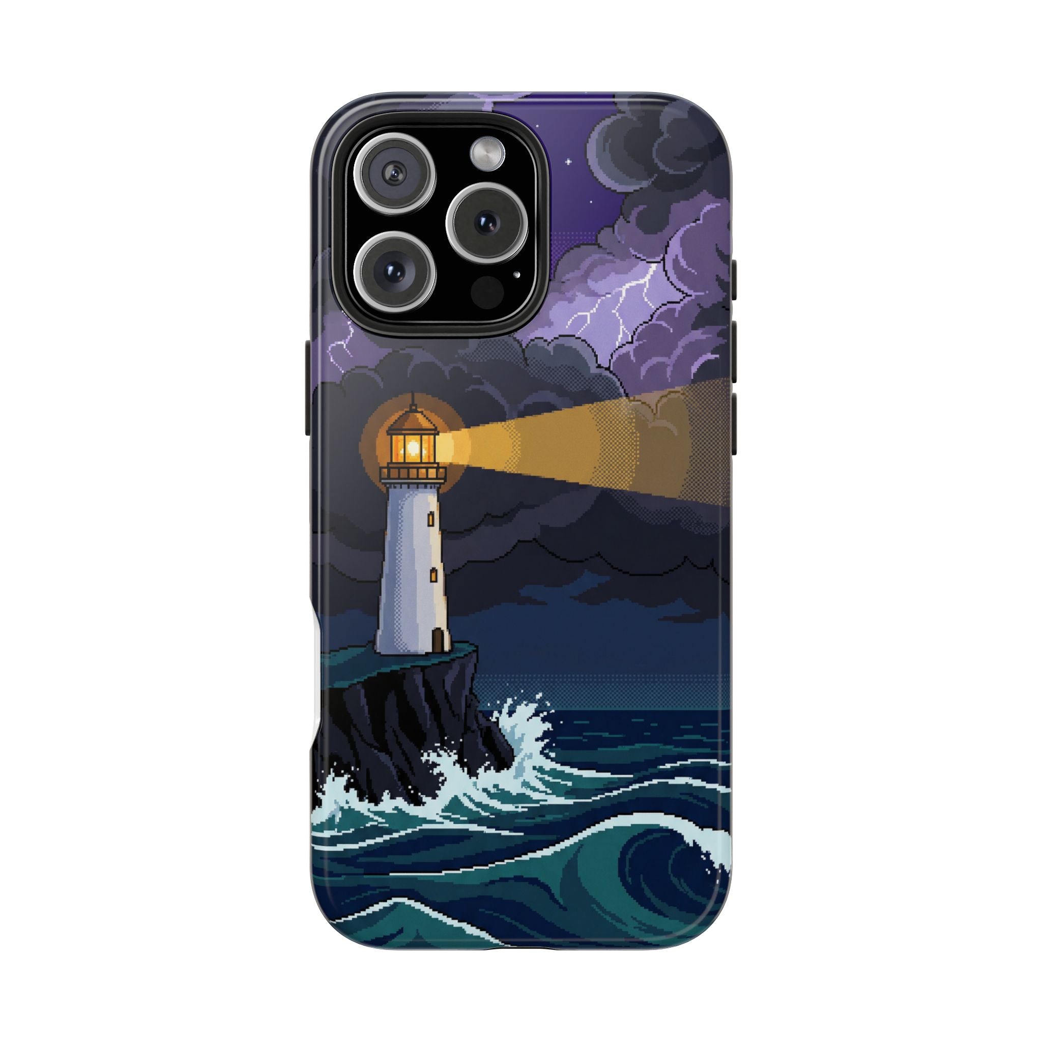 Retro Pixel Lighthouse in the Storm — Tough Phone Case