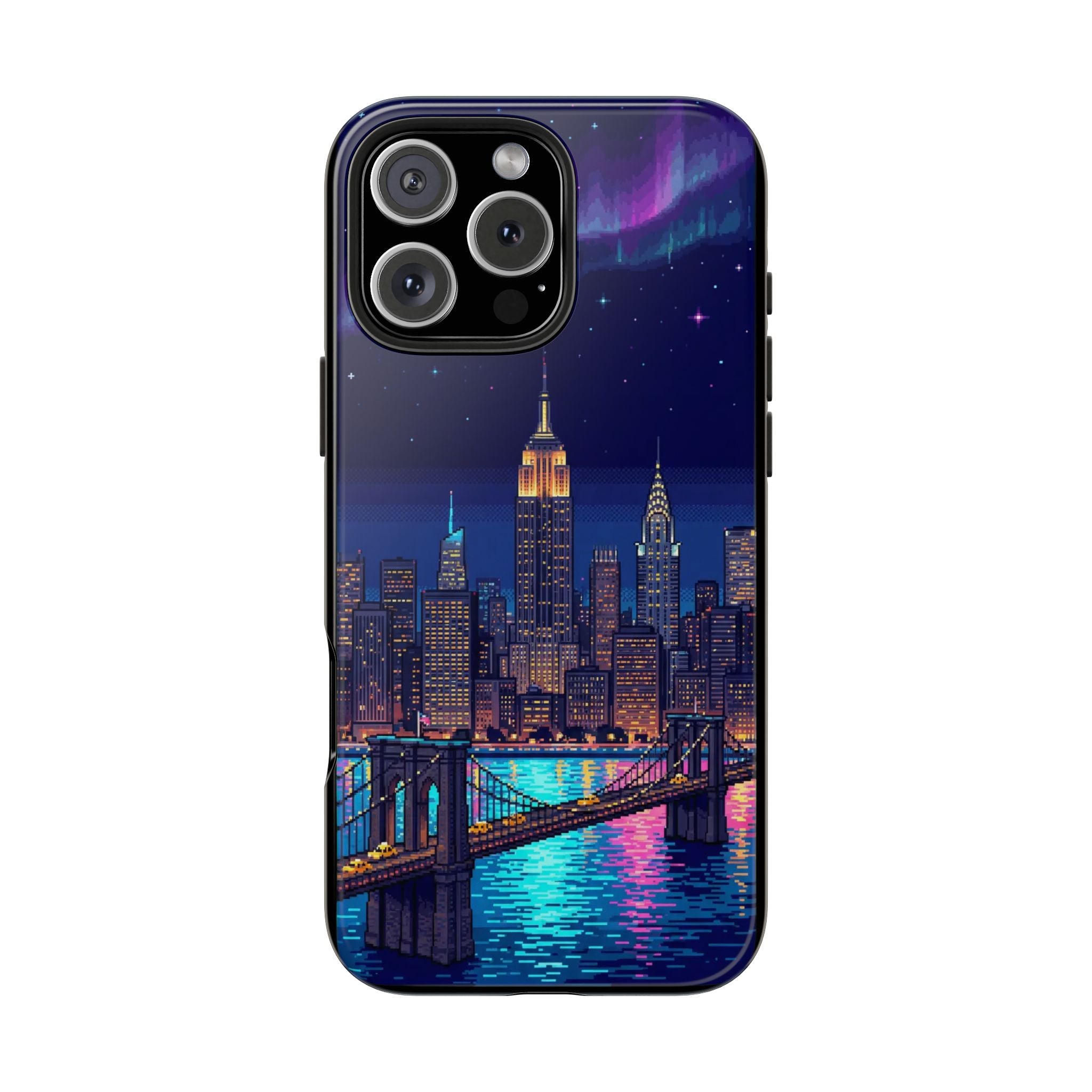 Retro Pixel NYC Skyline at Night — Tough Phone Case