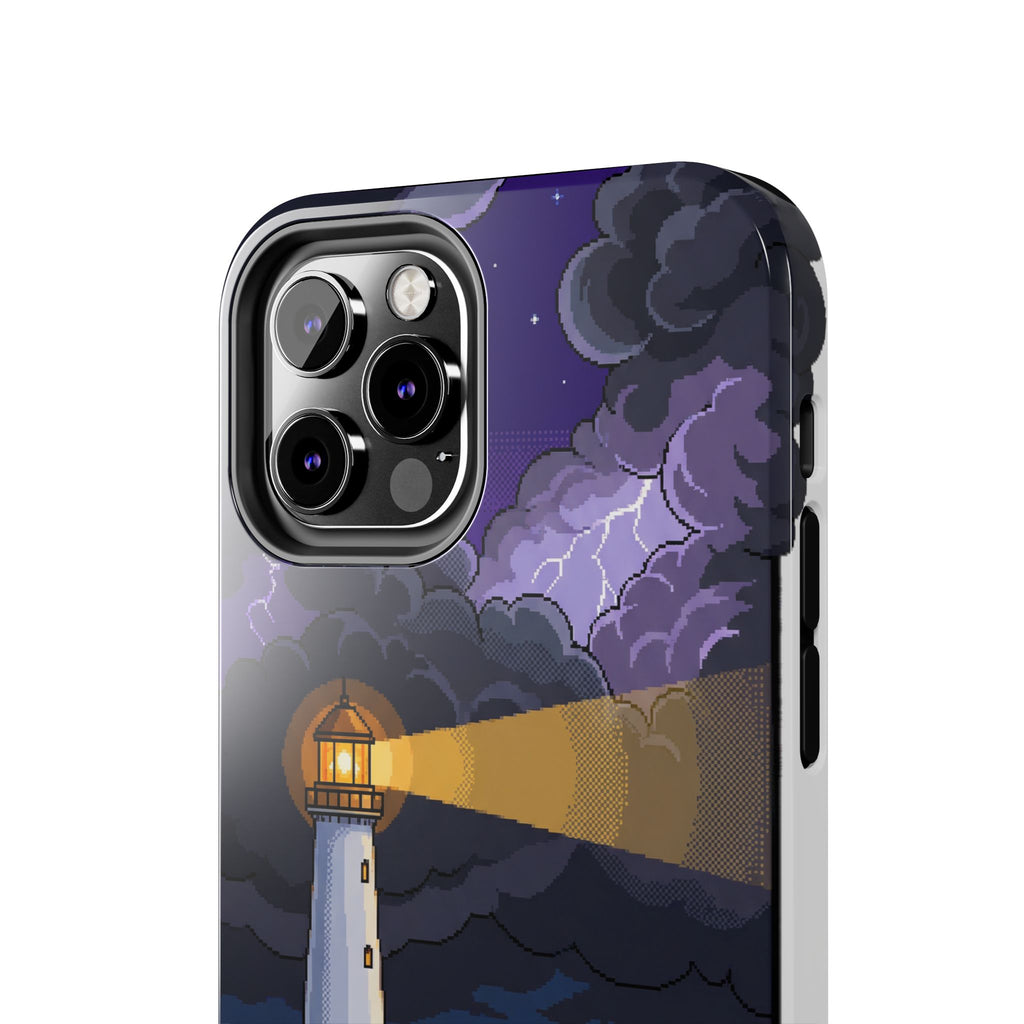 Retro Pixel Lighthouse in the Storm — Tough Phone Case