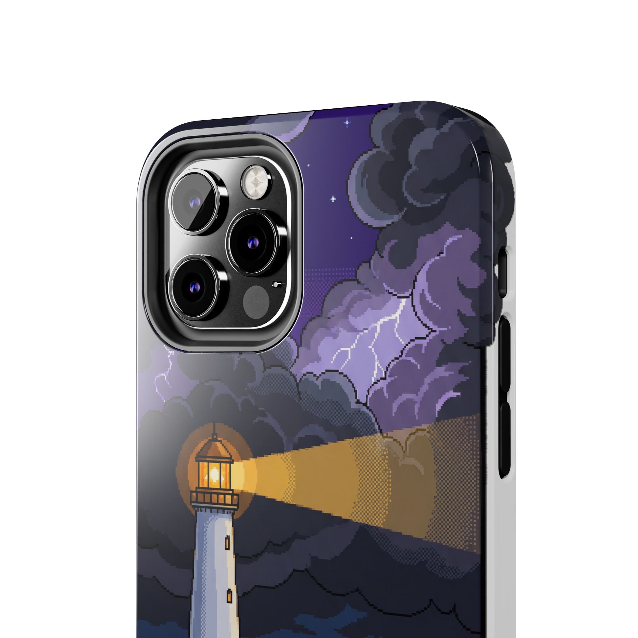 Retro Pixel Lighthouse in the Storm — Tough Phone Case