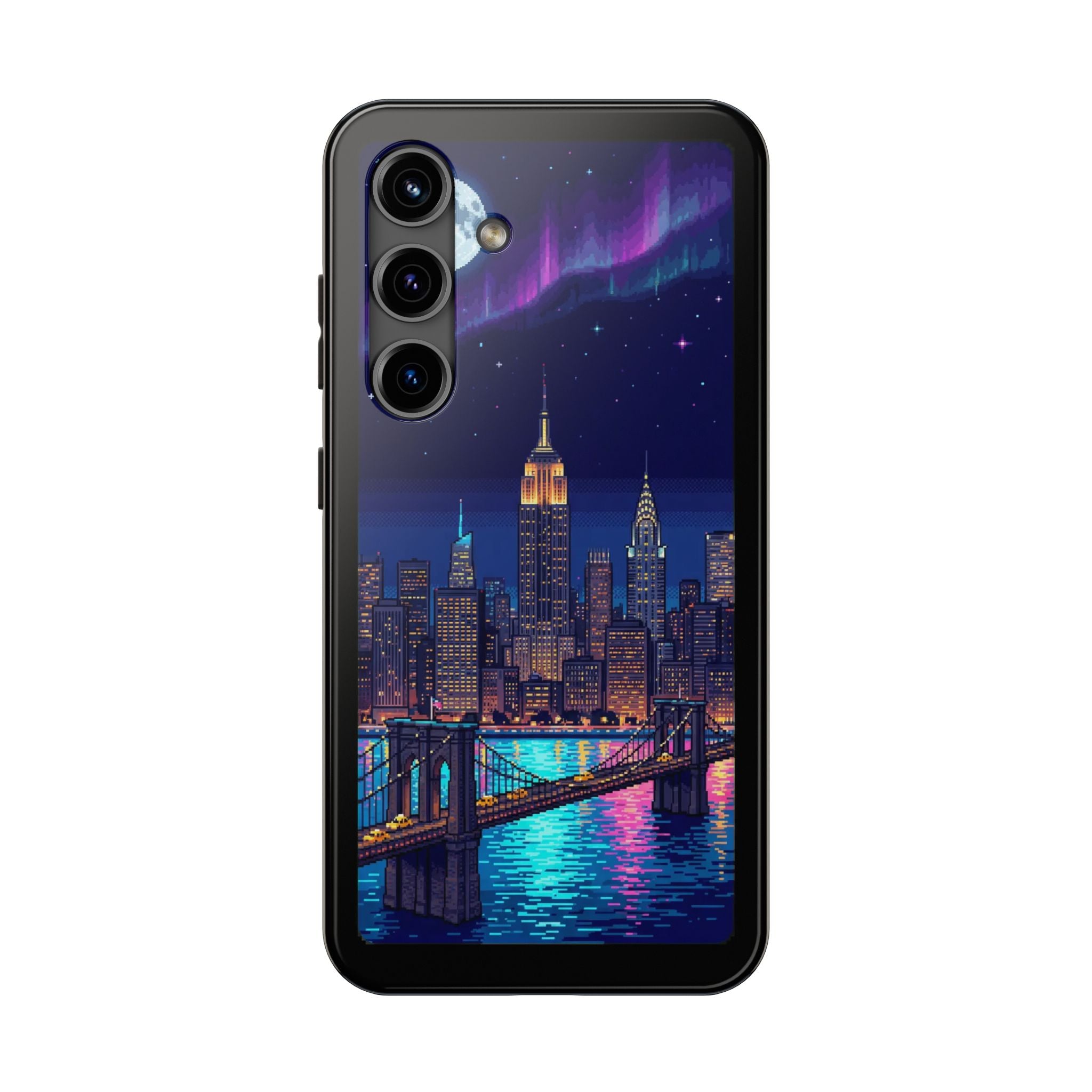 Retro Pixel NYC Skyline at Night — Tough Phone Case