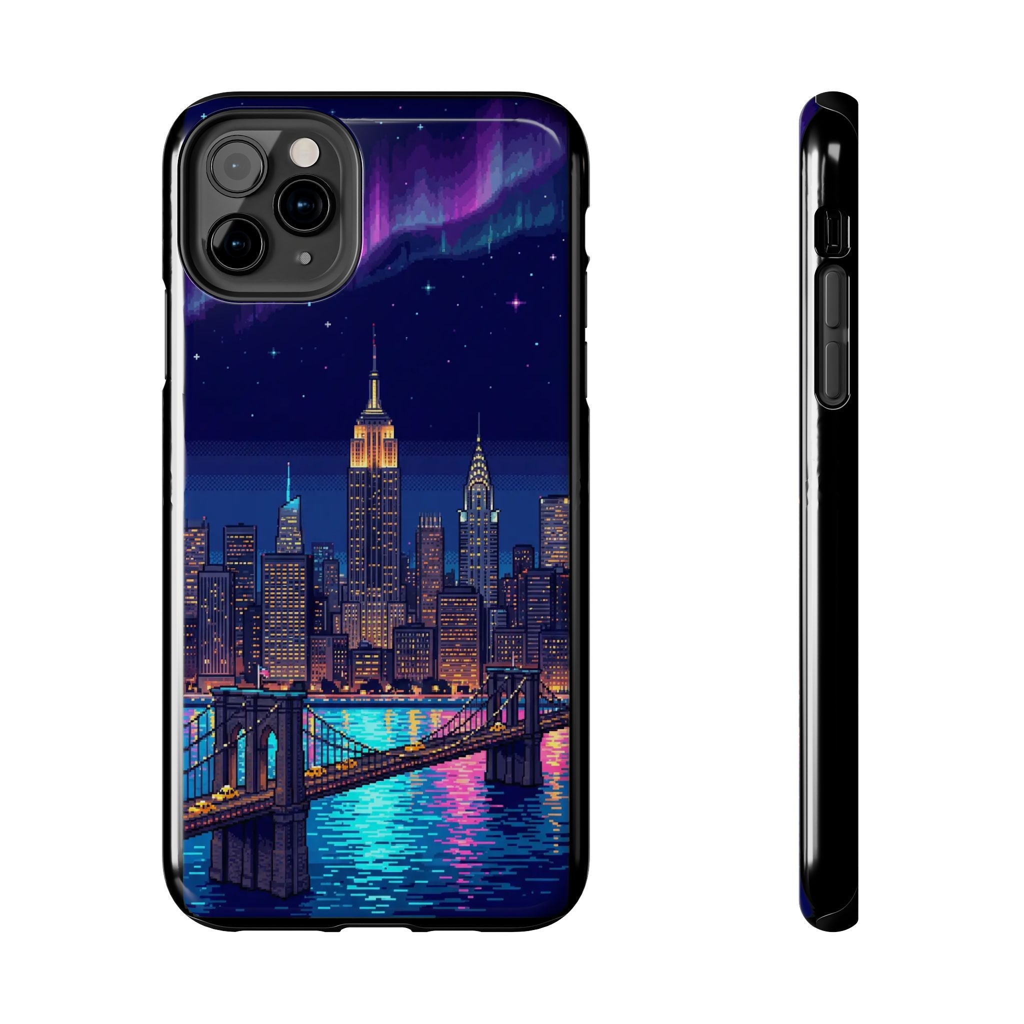 Retro Pixel NYC Skyline at Night — Tough Phone Case
