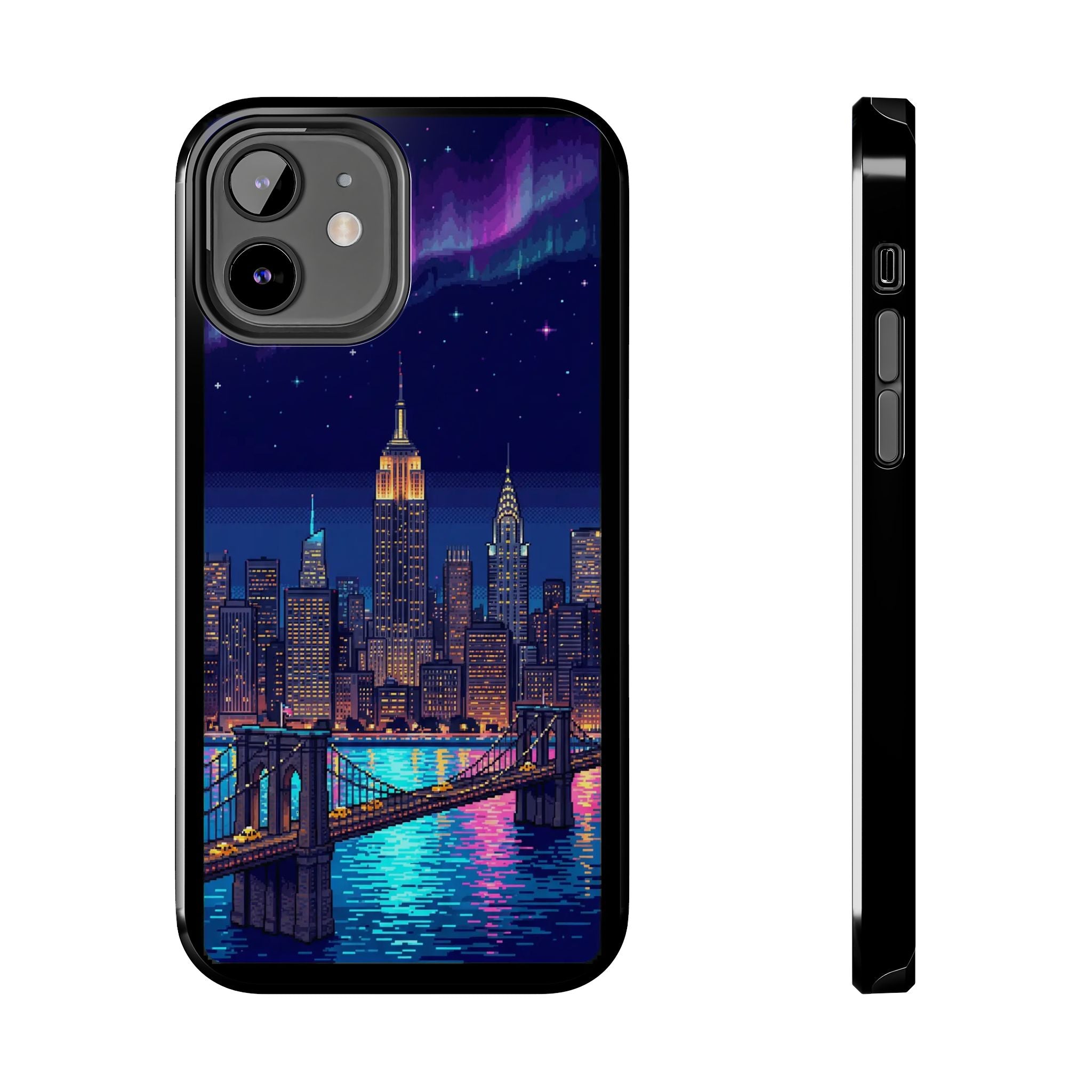 Retro Pixel NYC Skyline at Night — Tough Phone Case