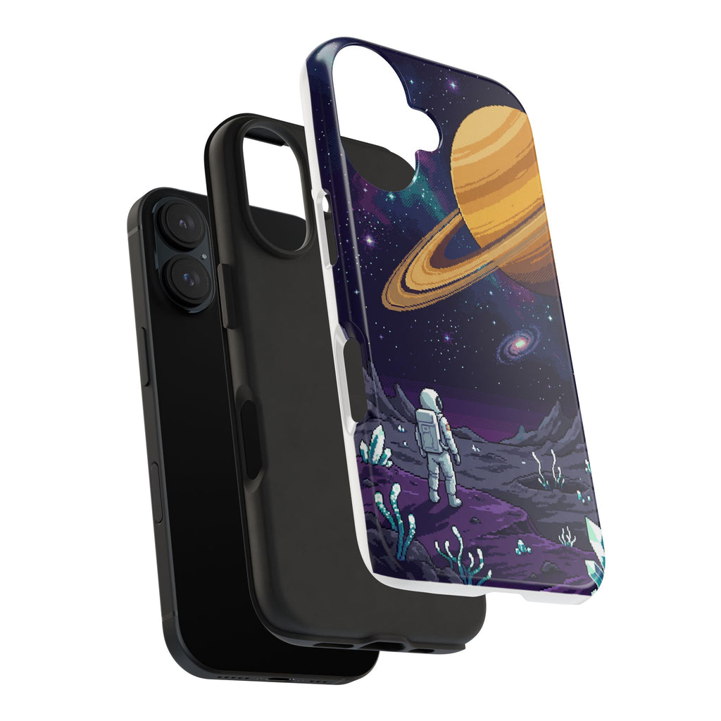 Retro Pixel Astronaut on an Alien World — Tough Phone Case