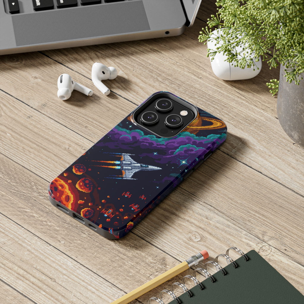Retro Pixel Galactic Hero — Tough Phone Case