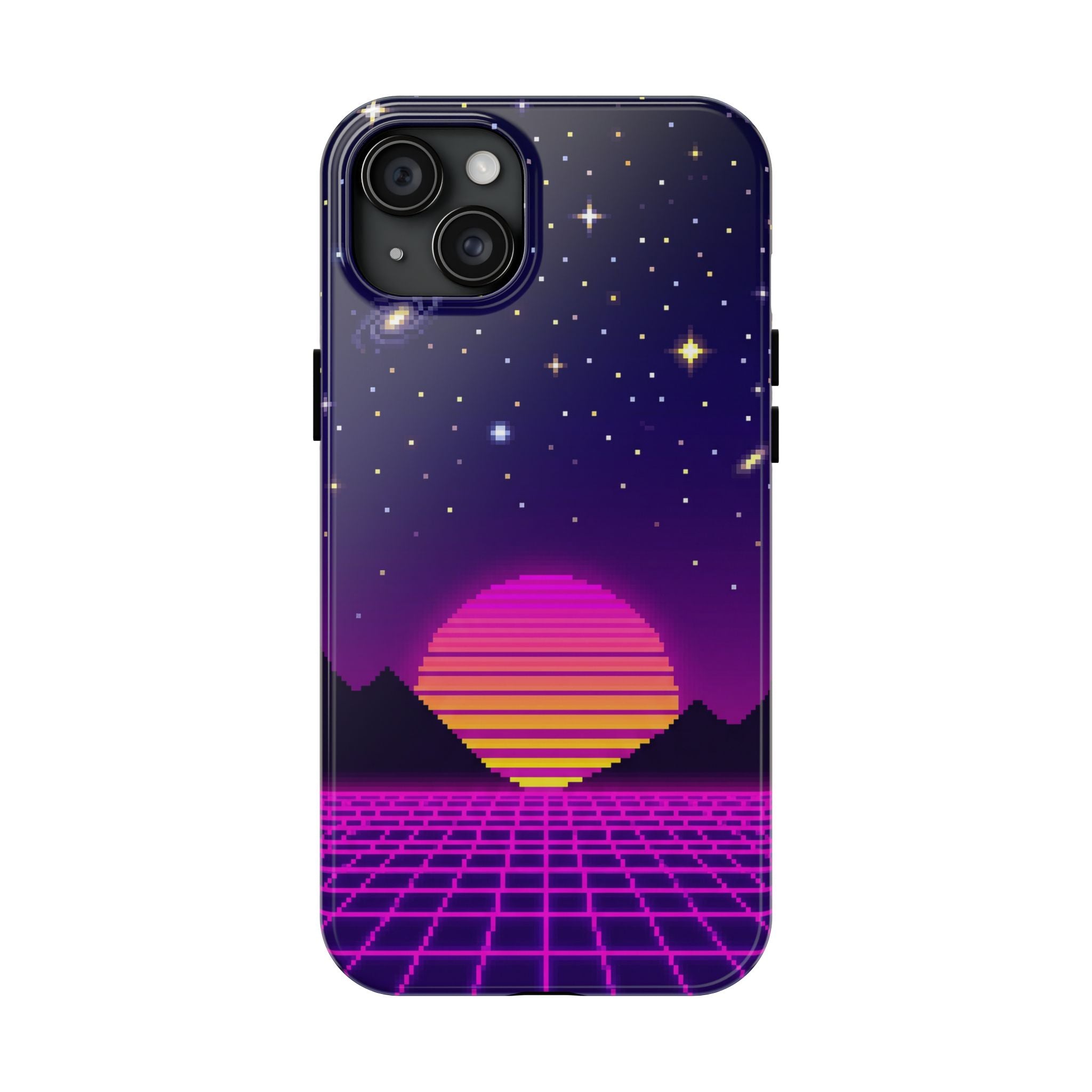 Retro Pixel Neon Grid — Tough Phone Case