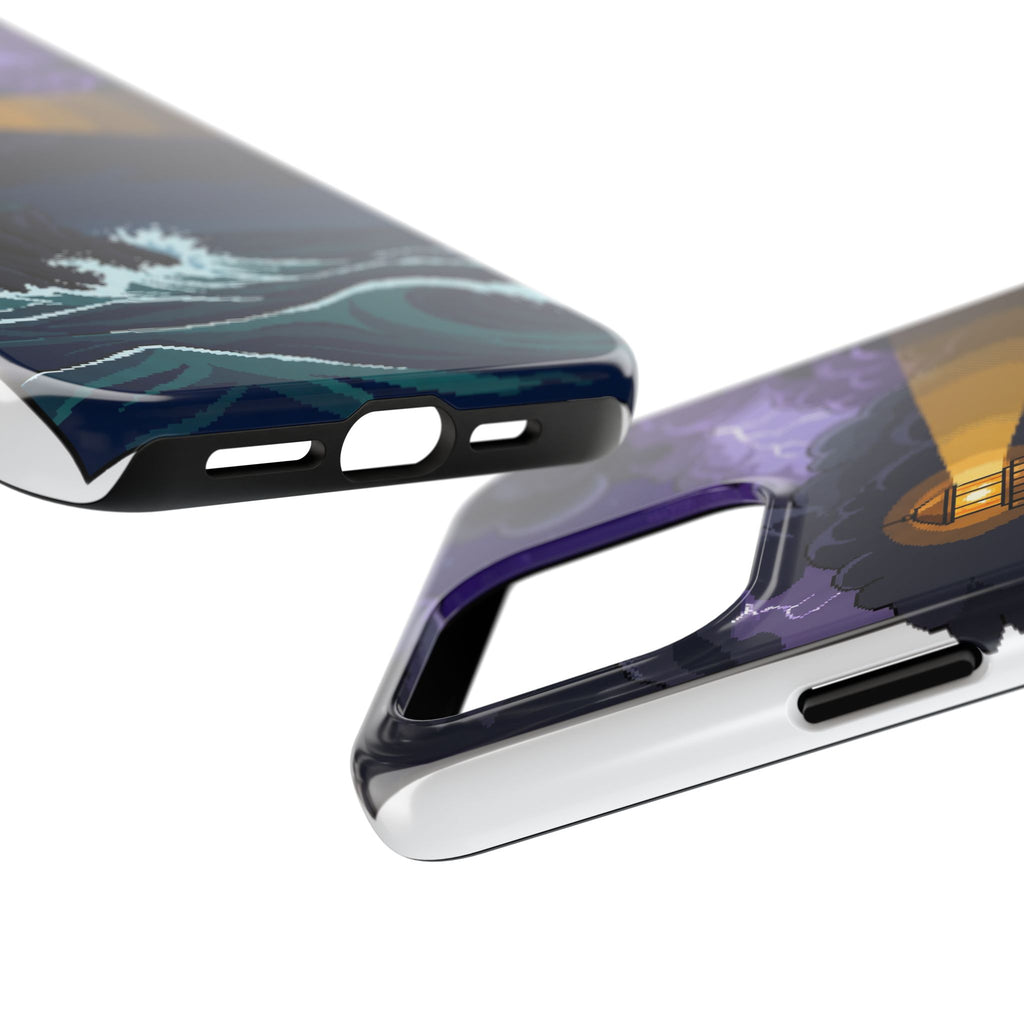 Retro Pixel Lighthouse in the Storm — Tough Phone Case