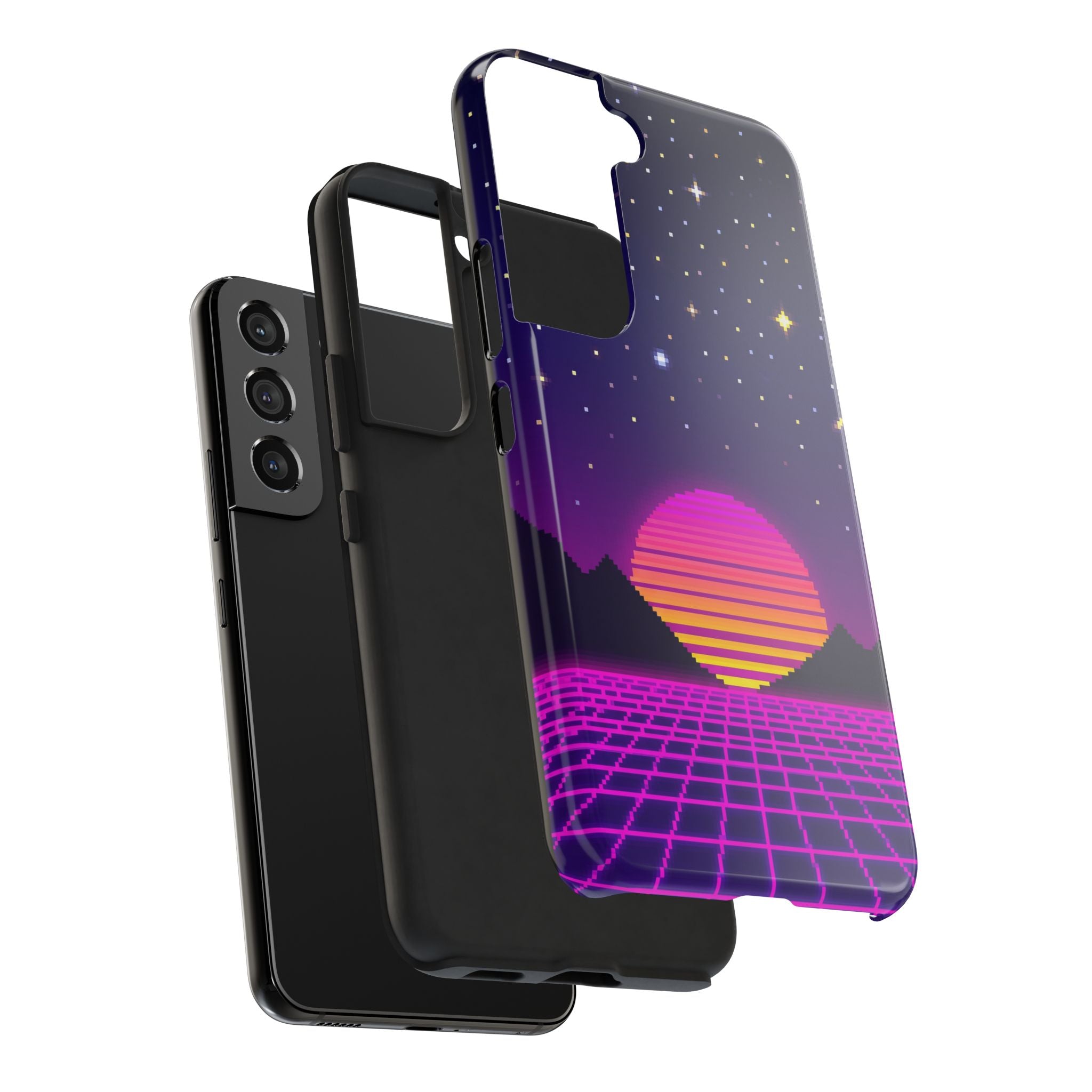 Retro Pixel Neon Grid — Tough Phone Case