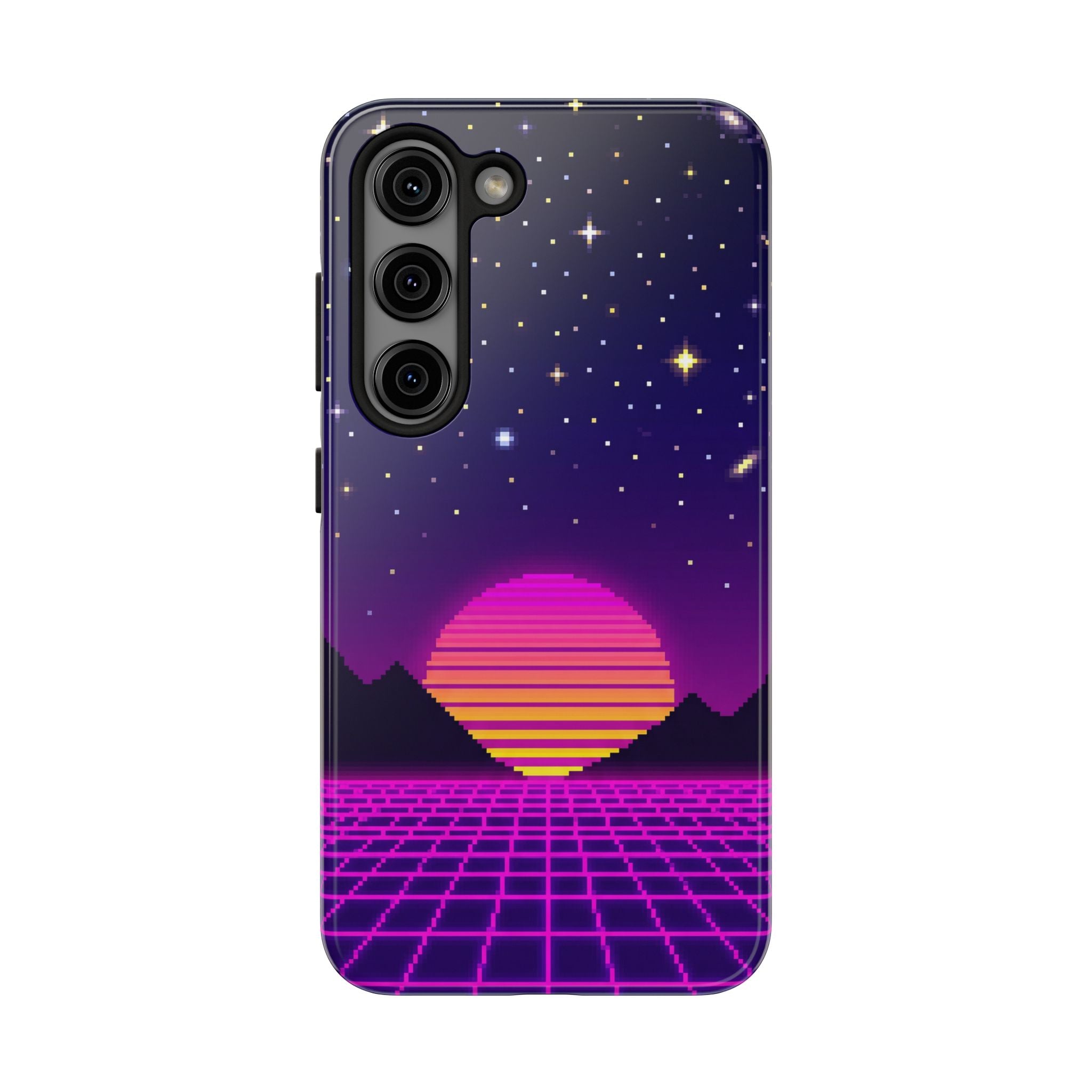 Retro Pixel Neon Grid — Tough Phone Case