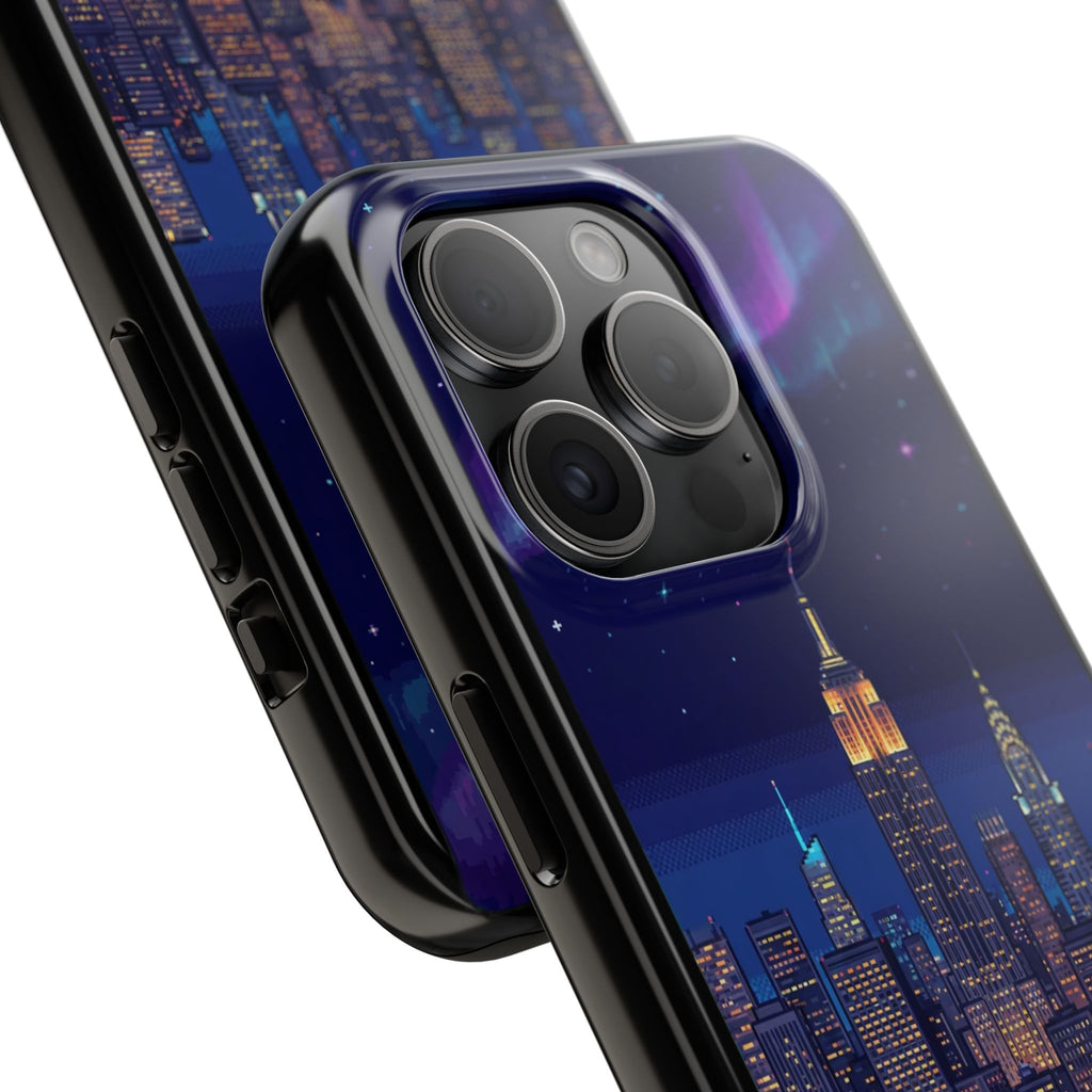 Retro Pixel NYC Skyline at Night — Tough Phone Case