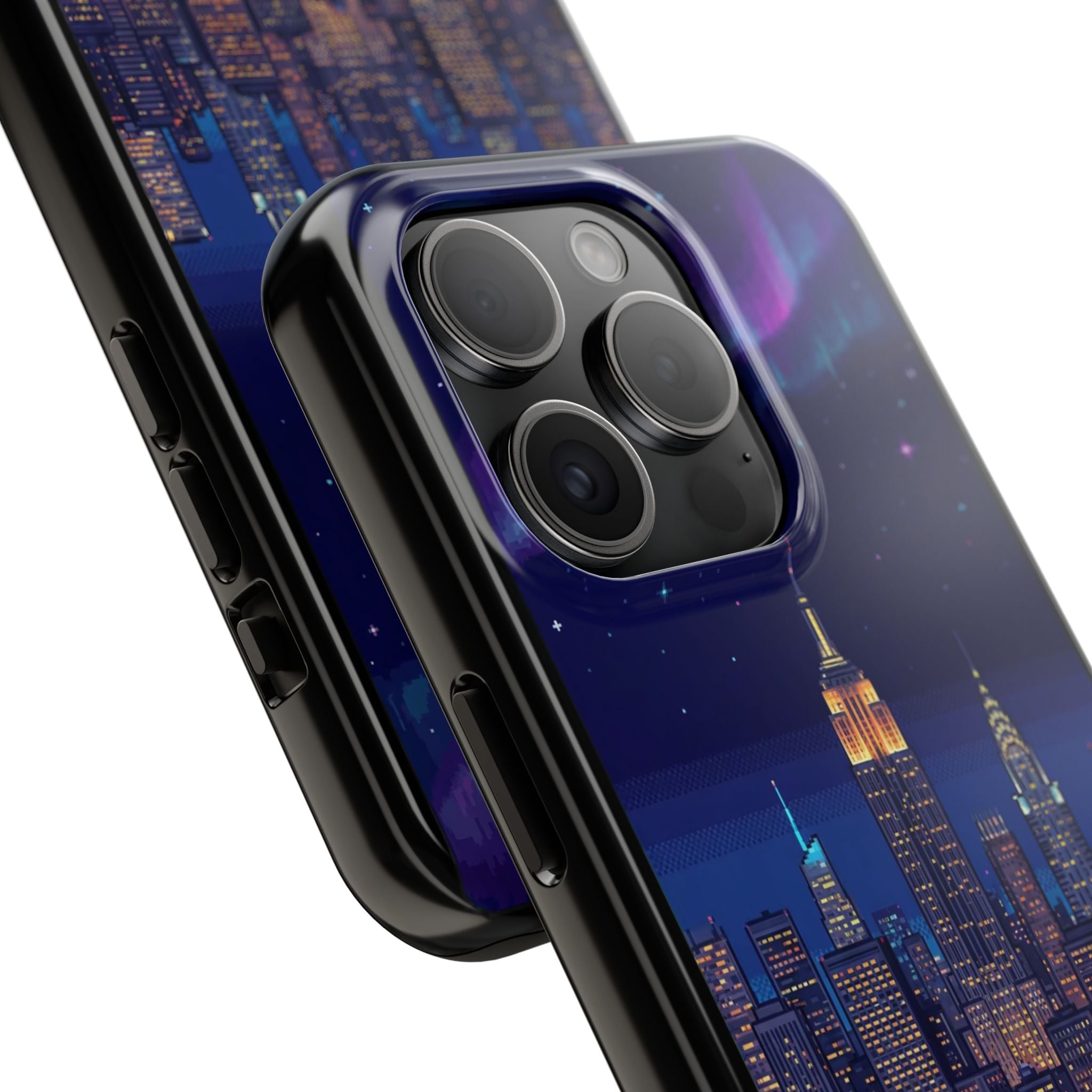 Retro Pixel NYC Skyline at Night — Tough Phone Case