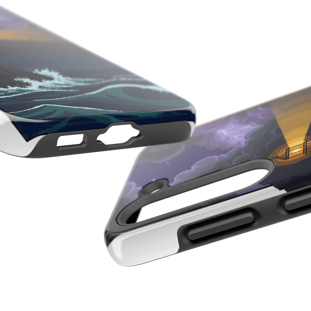 Retro Pixel Lighthouse in the Storm — Tough Phone Case