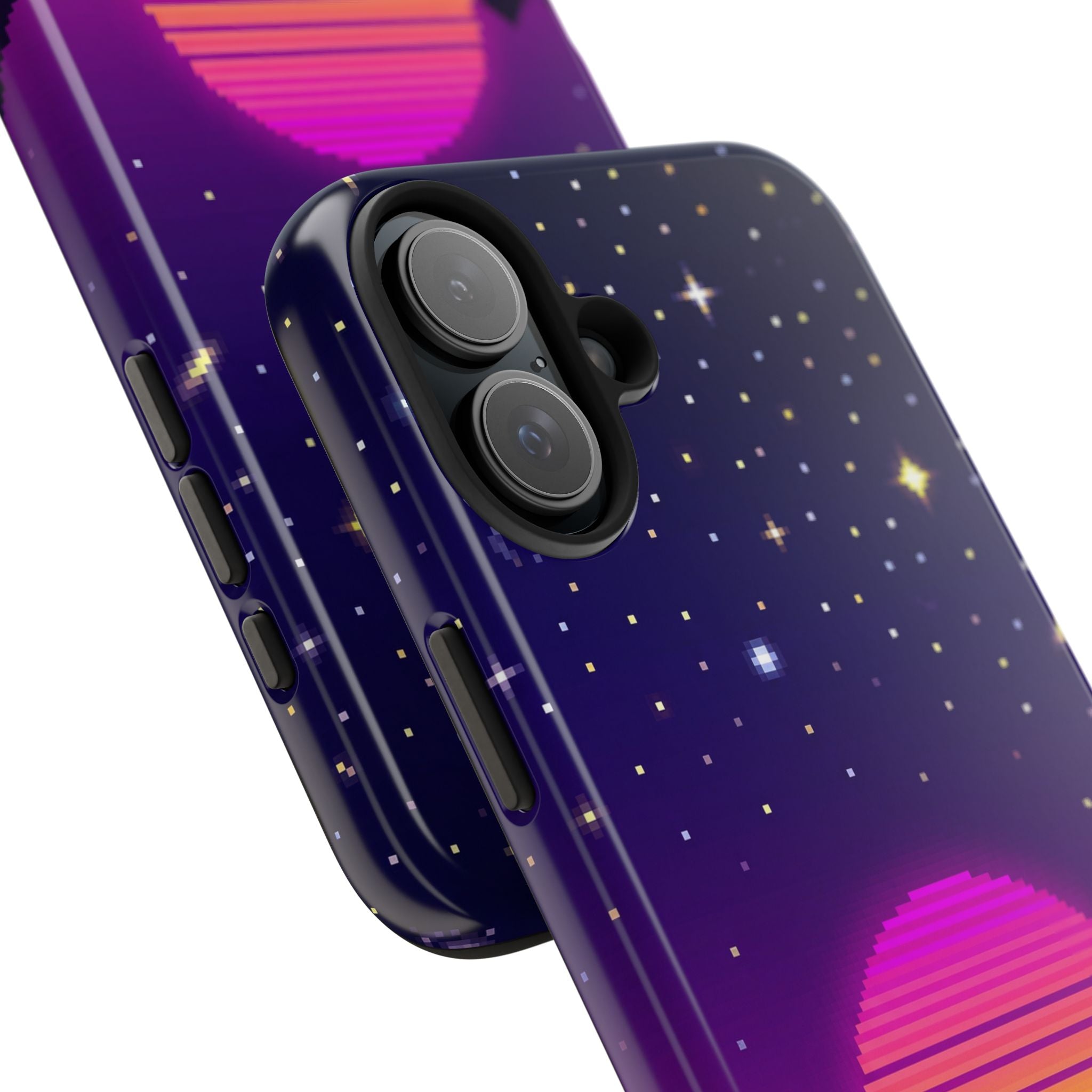 Retro Pixel Neon Grid — Tough Phone Case