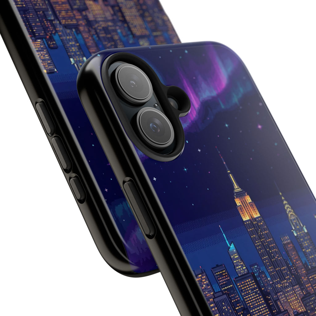 Retro Pixel NYC Skyline at Night — Tough Phone Case