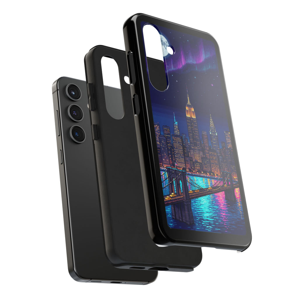 Retro Pixel NYC Skyline at Night — Tough Phone Case