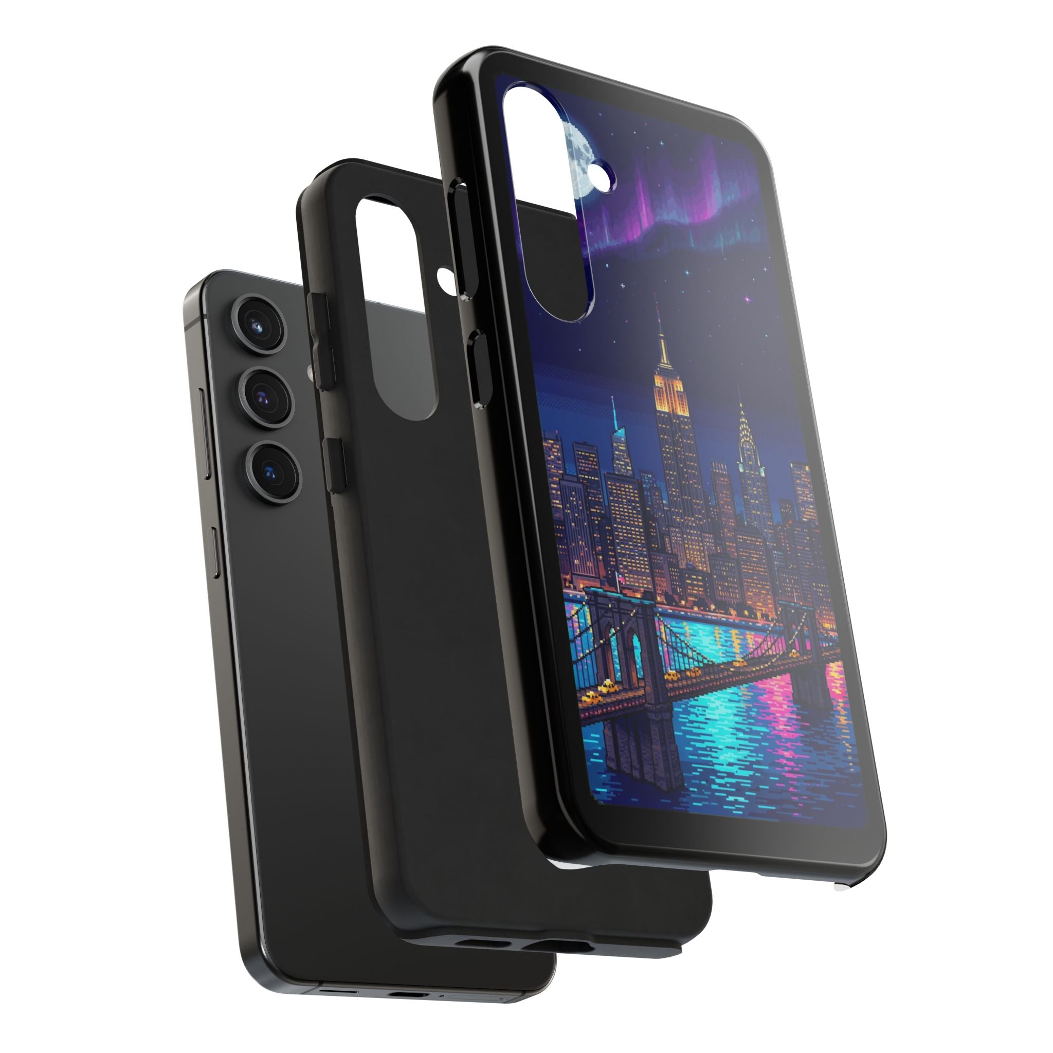 Retro Pixel NYC Skyline at Night — Tough Phone Case