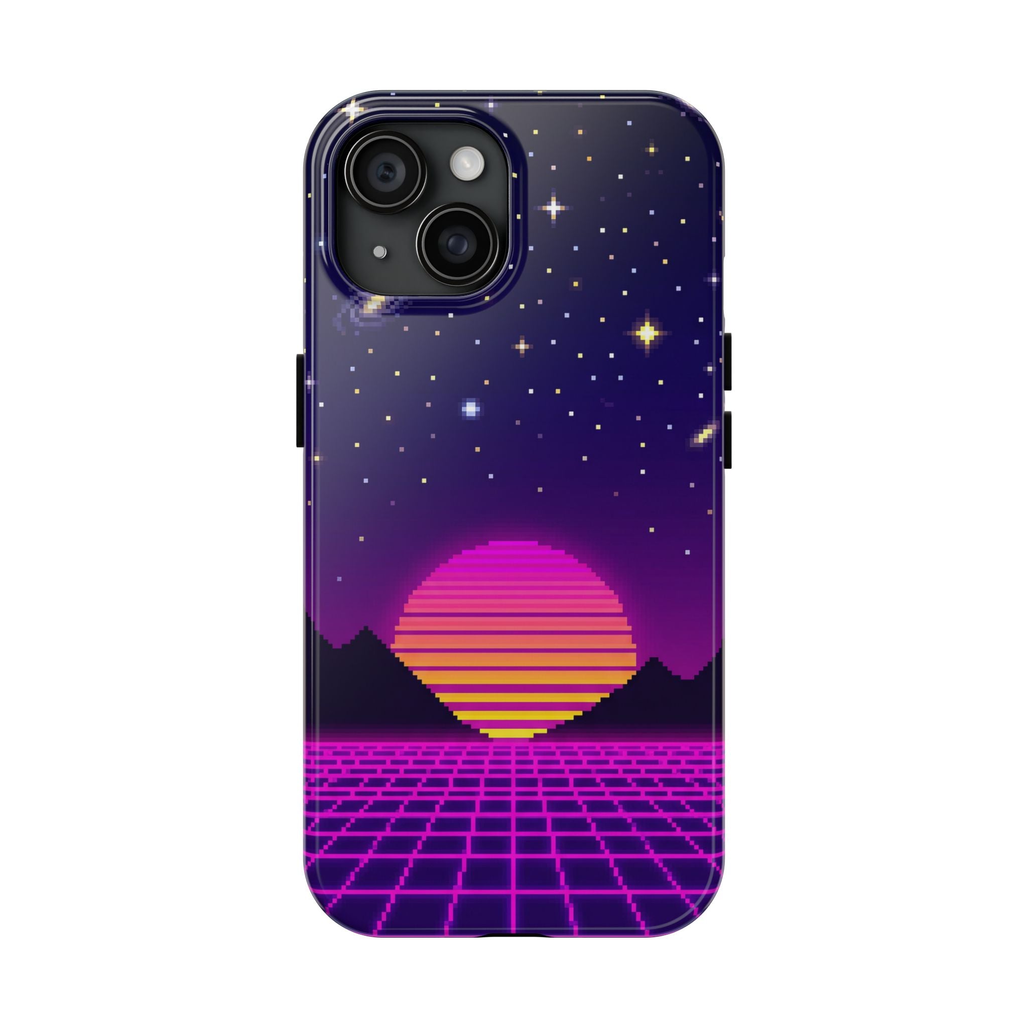 Retro Pixel Neon Grid — Tough Phone Case