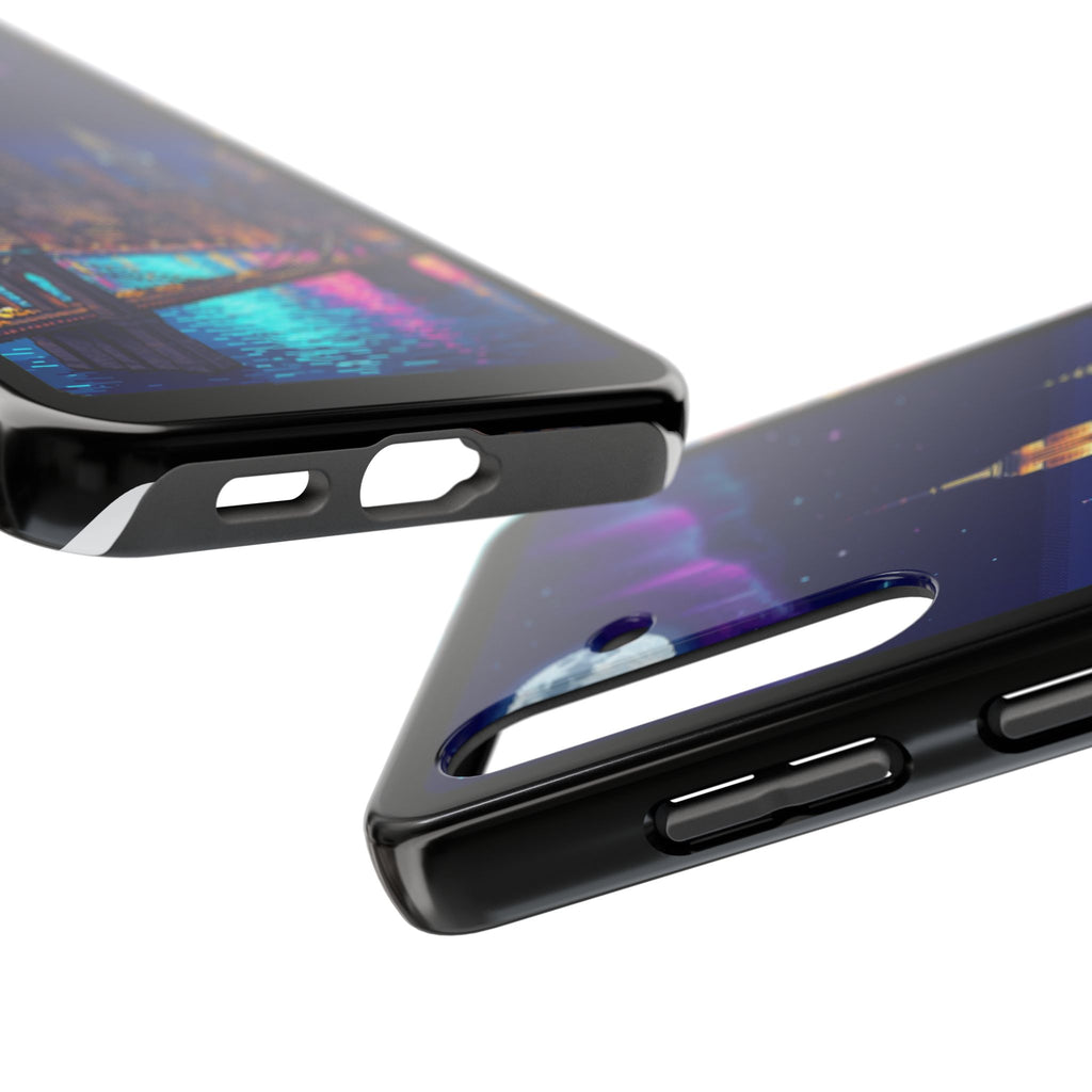 Retro Pixel NYC Skyline at Night — Tough Phone Case