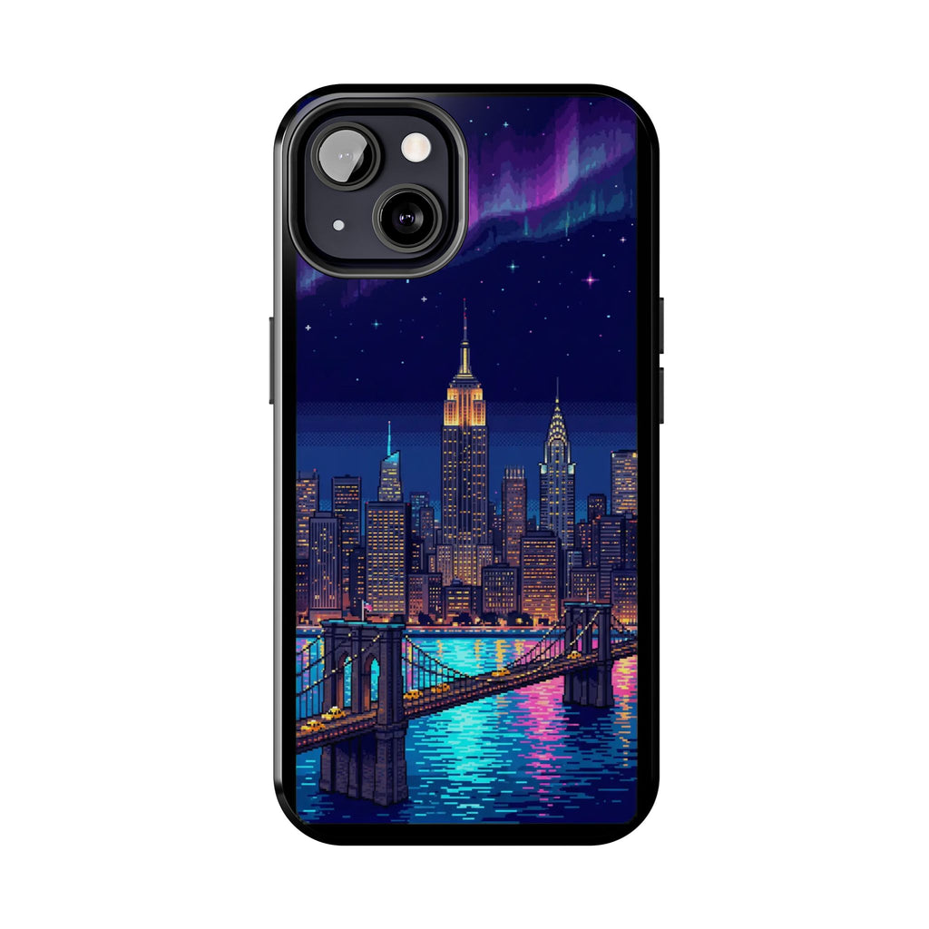 Retro Pixel NYC Skyline at Night — Tough Phone Case