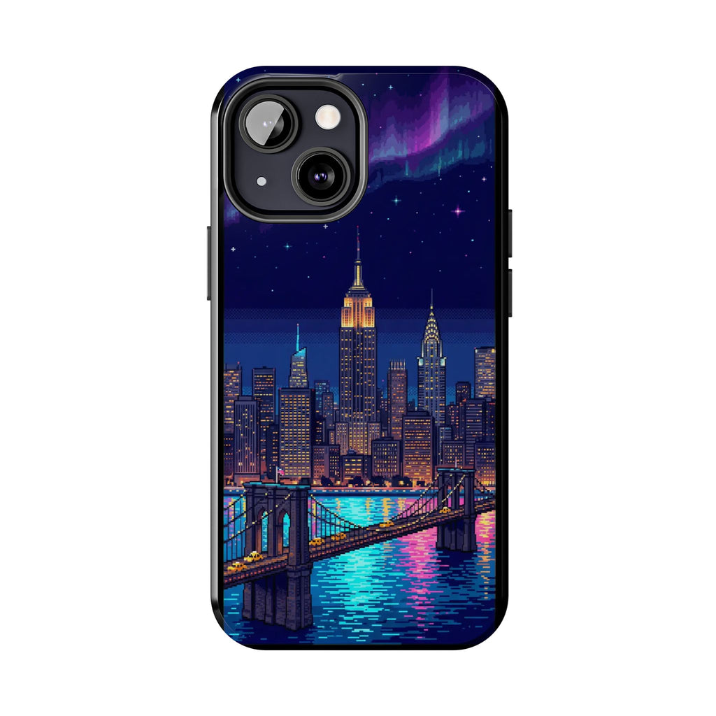 Retro Pixel NYC Skyline at Night — Tough Phone Case