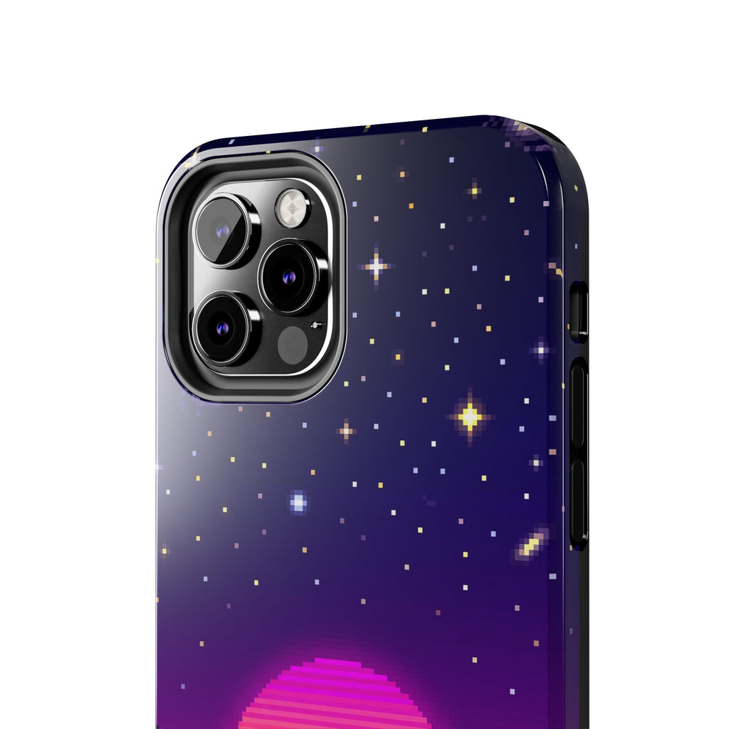 Retro Pixel Neon Grid — Tough Phone Case