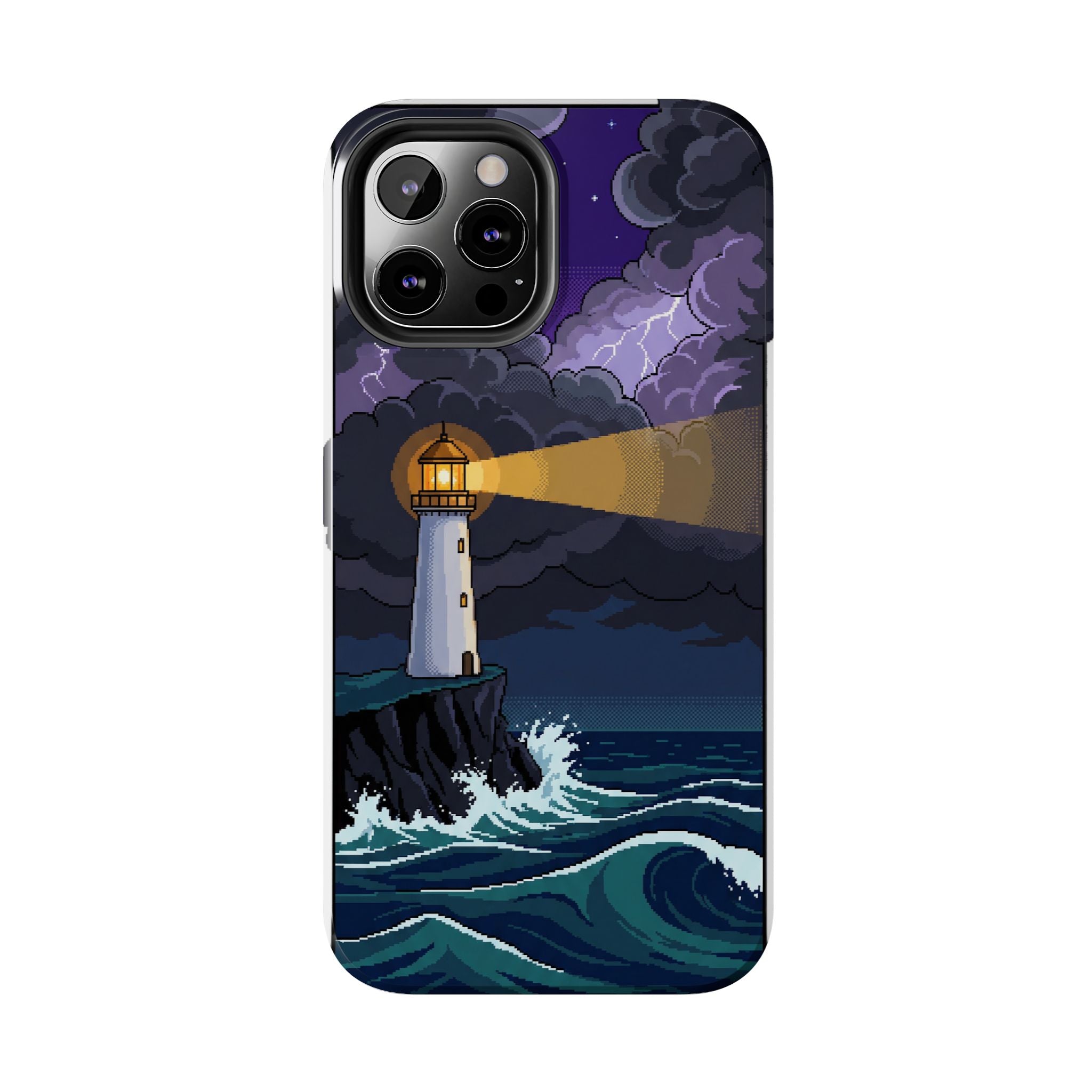Retro Pixel Lighthouse in the Storm — Tough Phone Case