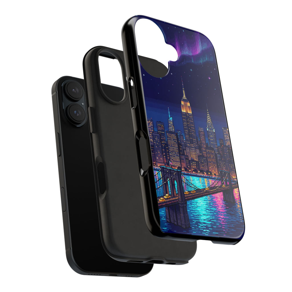 Retro Pixel NYC Skyline at Night — Tough Phone Case