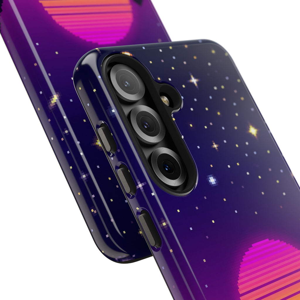 Retro Pixel Neon Grid — Tough Phone Case