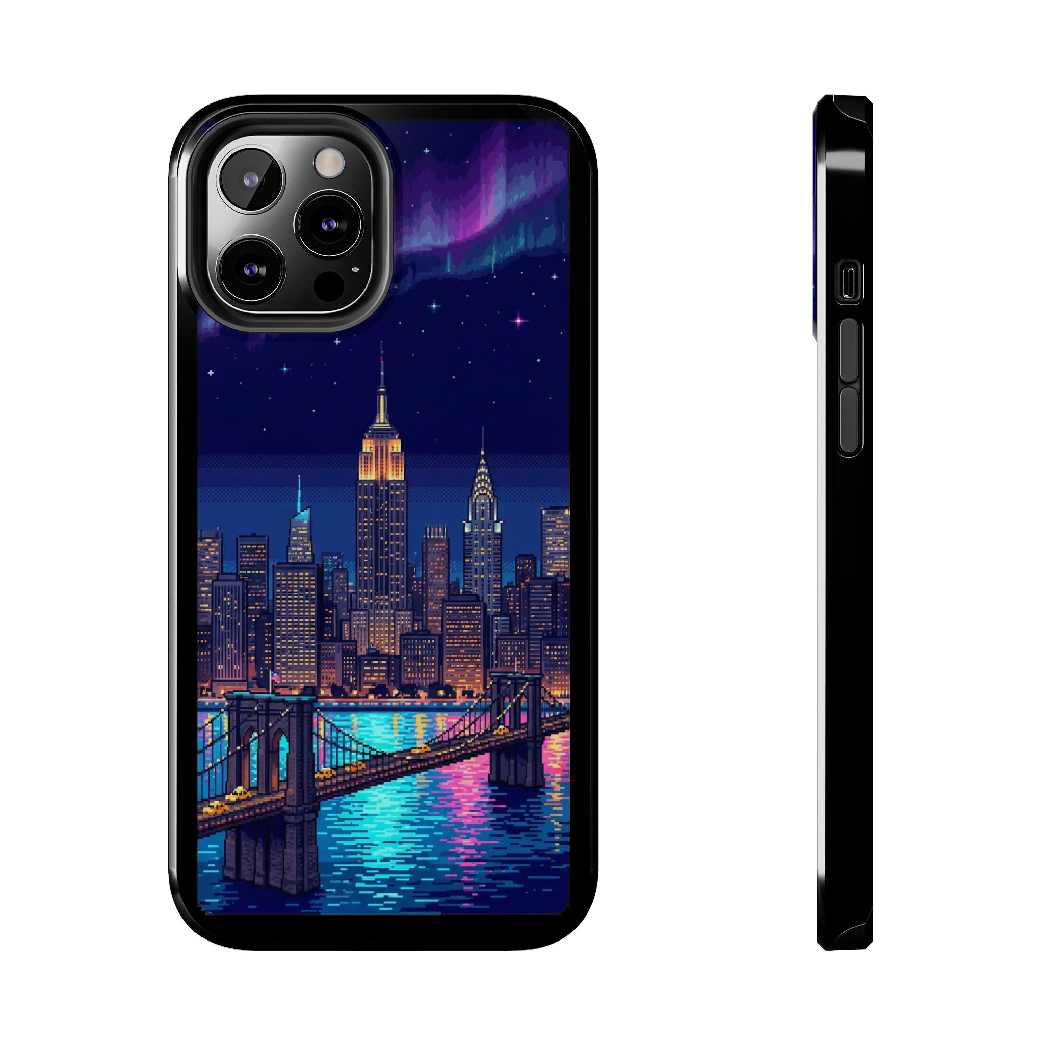 Retro Pixel NYC Skyline at Night — Tough Phone Case