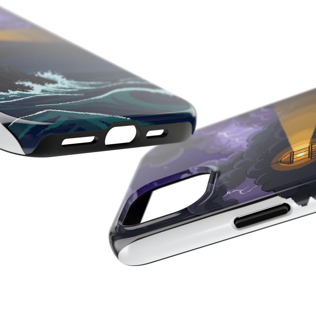 Retro Pixel Lighthouse in the Storm — Tough Phone Case