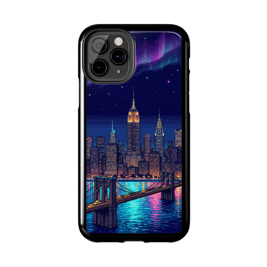Retro Pixel NYC Skyline at Night — Tough Phone Case