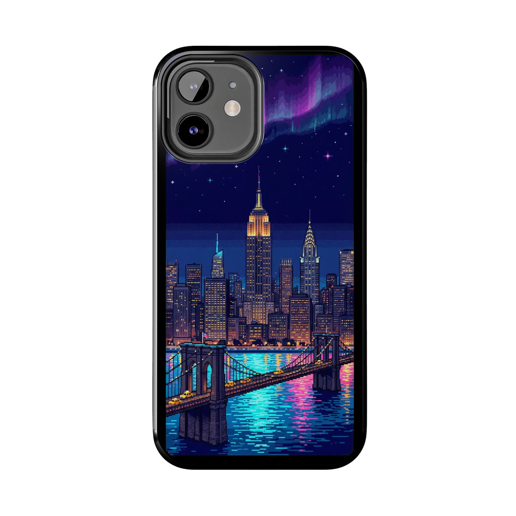 Retro Pixel NYC Skyline at Night — Tough Phone Case