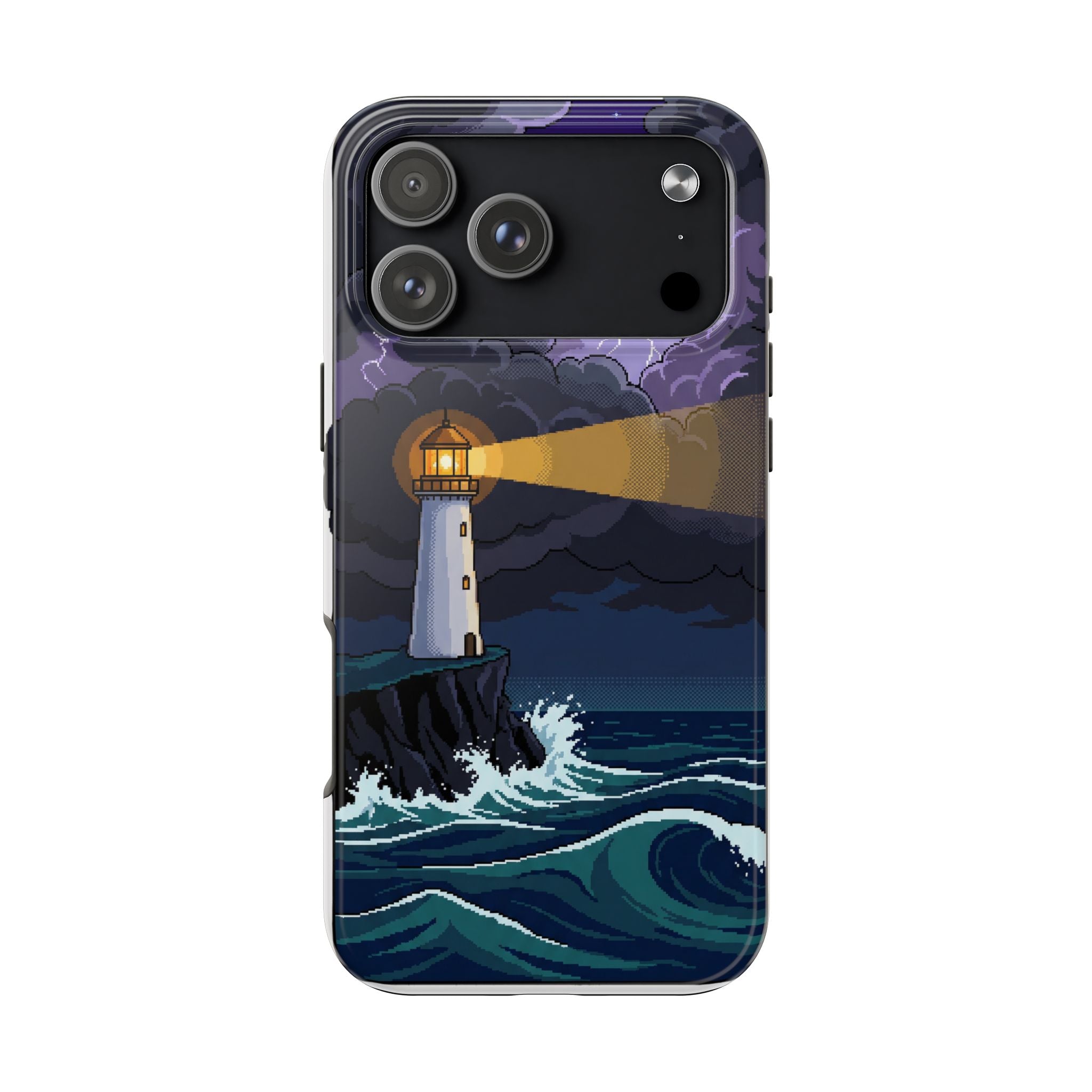 Retro Pixel Lighthouse in the Storm — Tough Phone Case