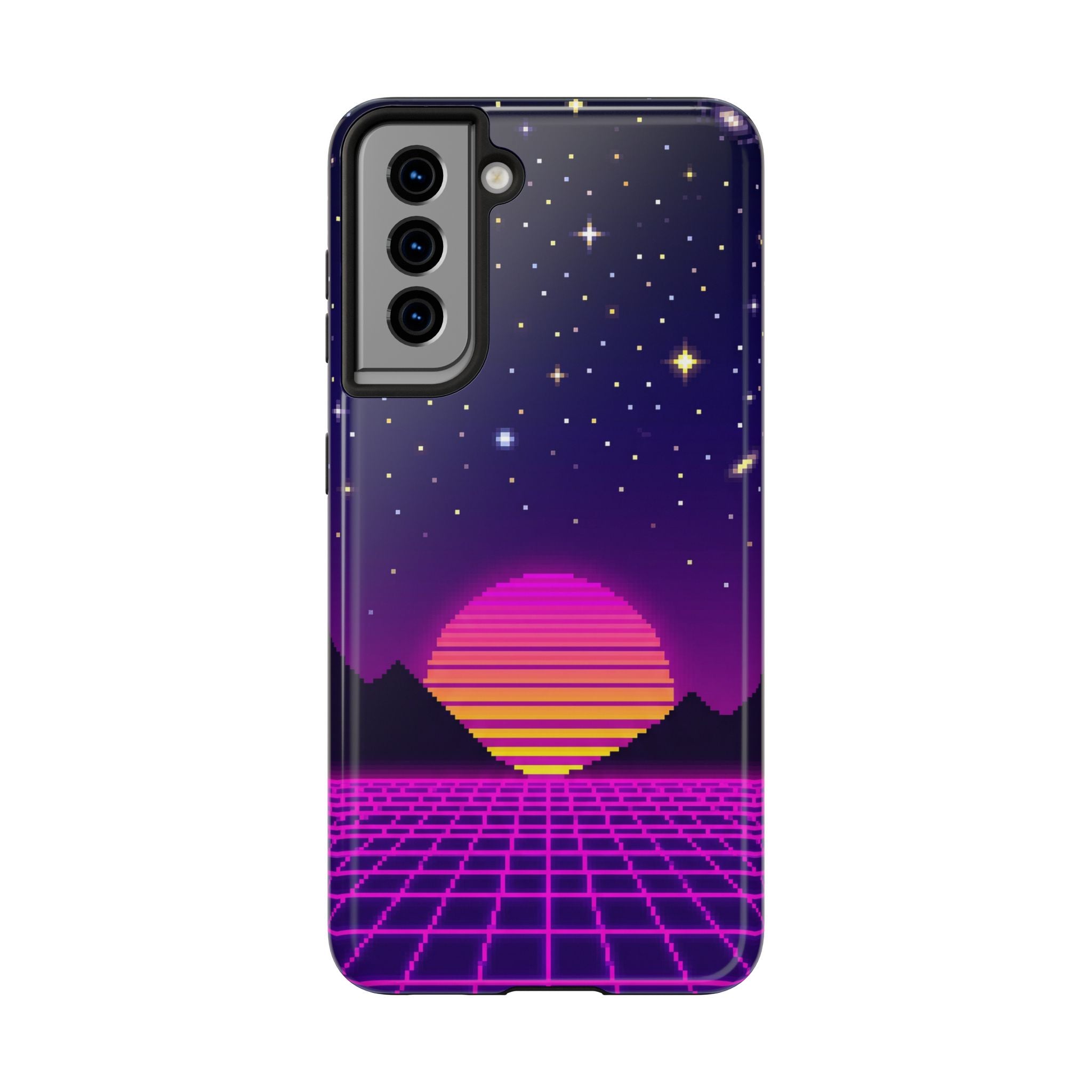 Retro Pixel Neon Grid — Tough Phone Case