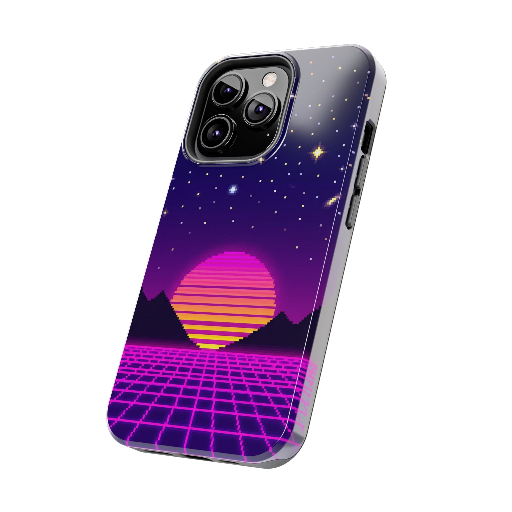 Retro Pixel Neon Grid — Tough Phone Case