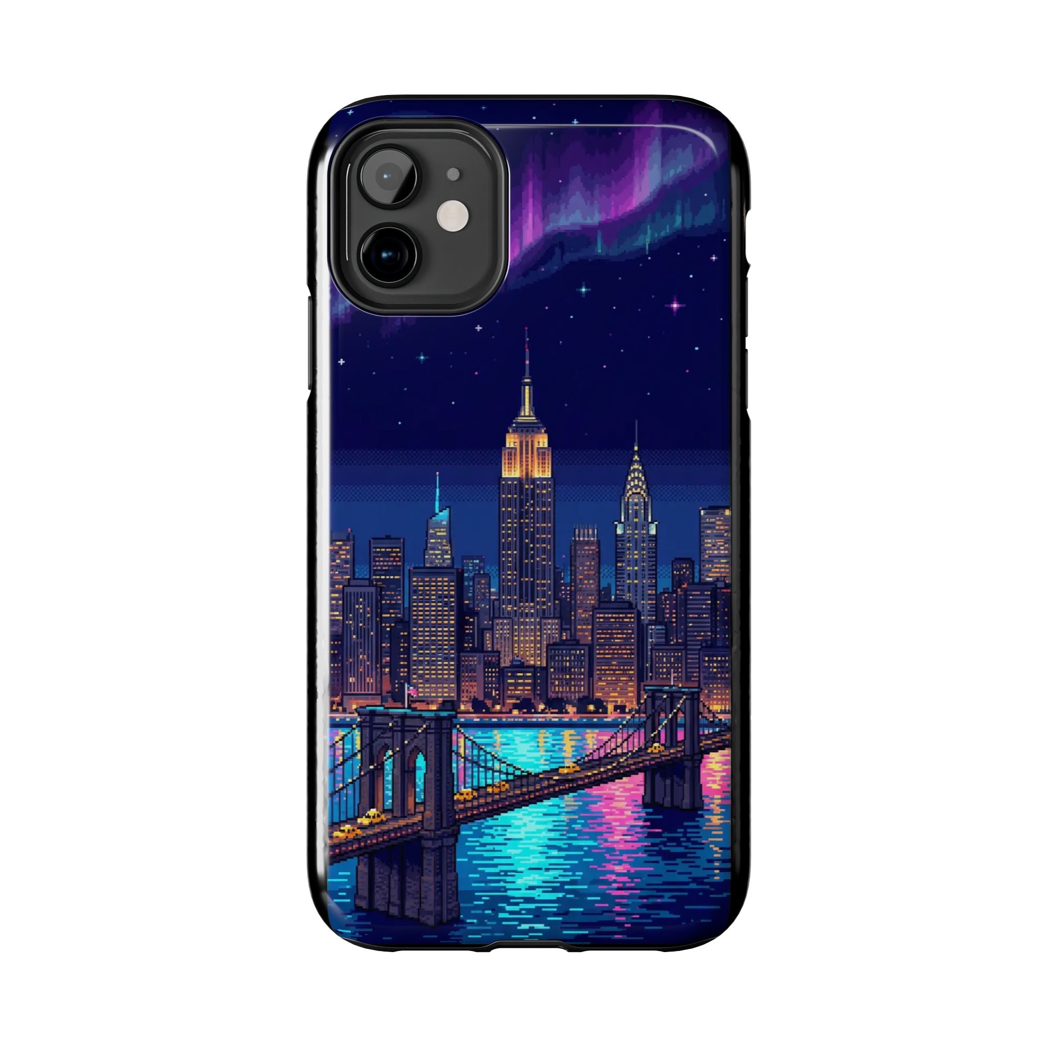 Retro Pixel NYC Skyline at Night — Tough Phone Case