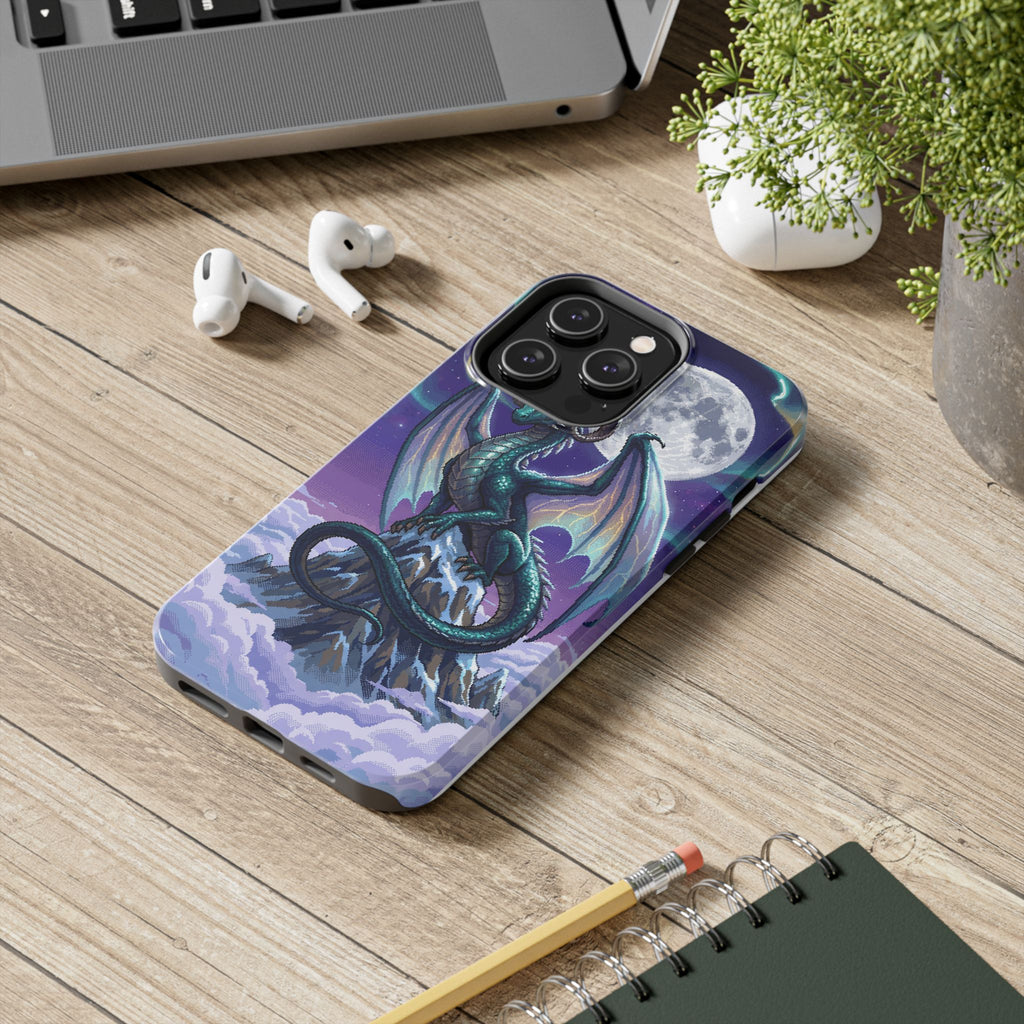 Retro Pixel Dragon on the Mountain Peak — Tough Phone Case