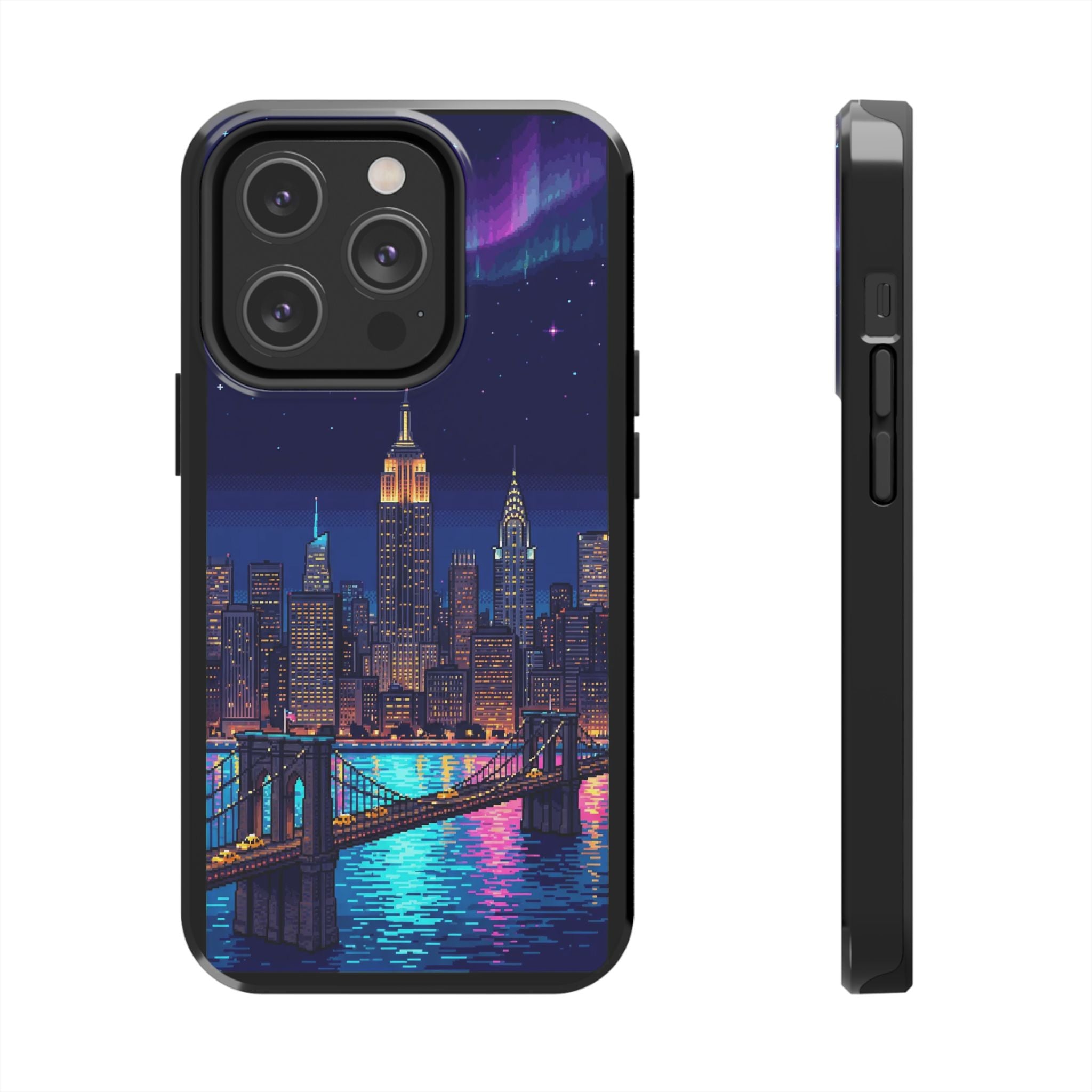 Retro Pixel NYC Skyline at Night — Tough Phone Case