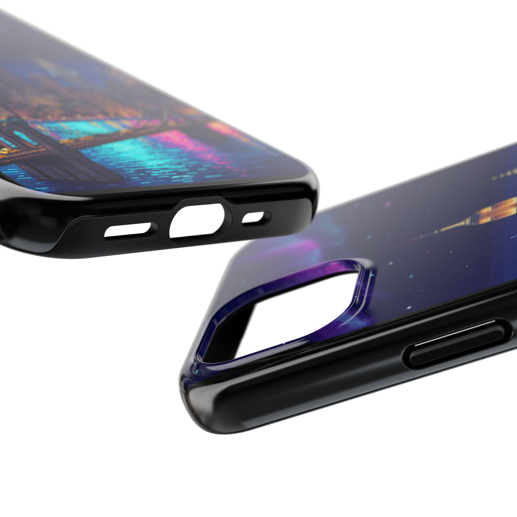 Retro Pixel NYC Skyline at Night — Tough Phone Case