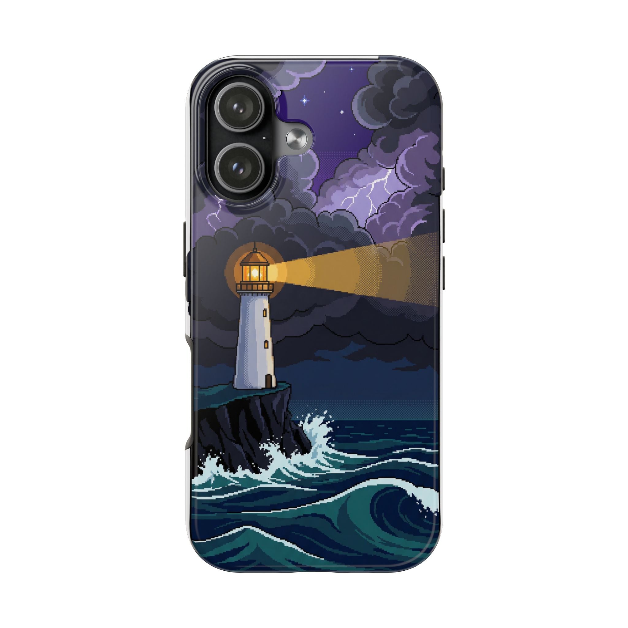 Retro Pixel Lighthouse in the Storm — Tough Phone Case