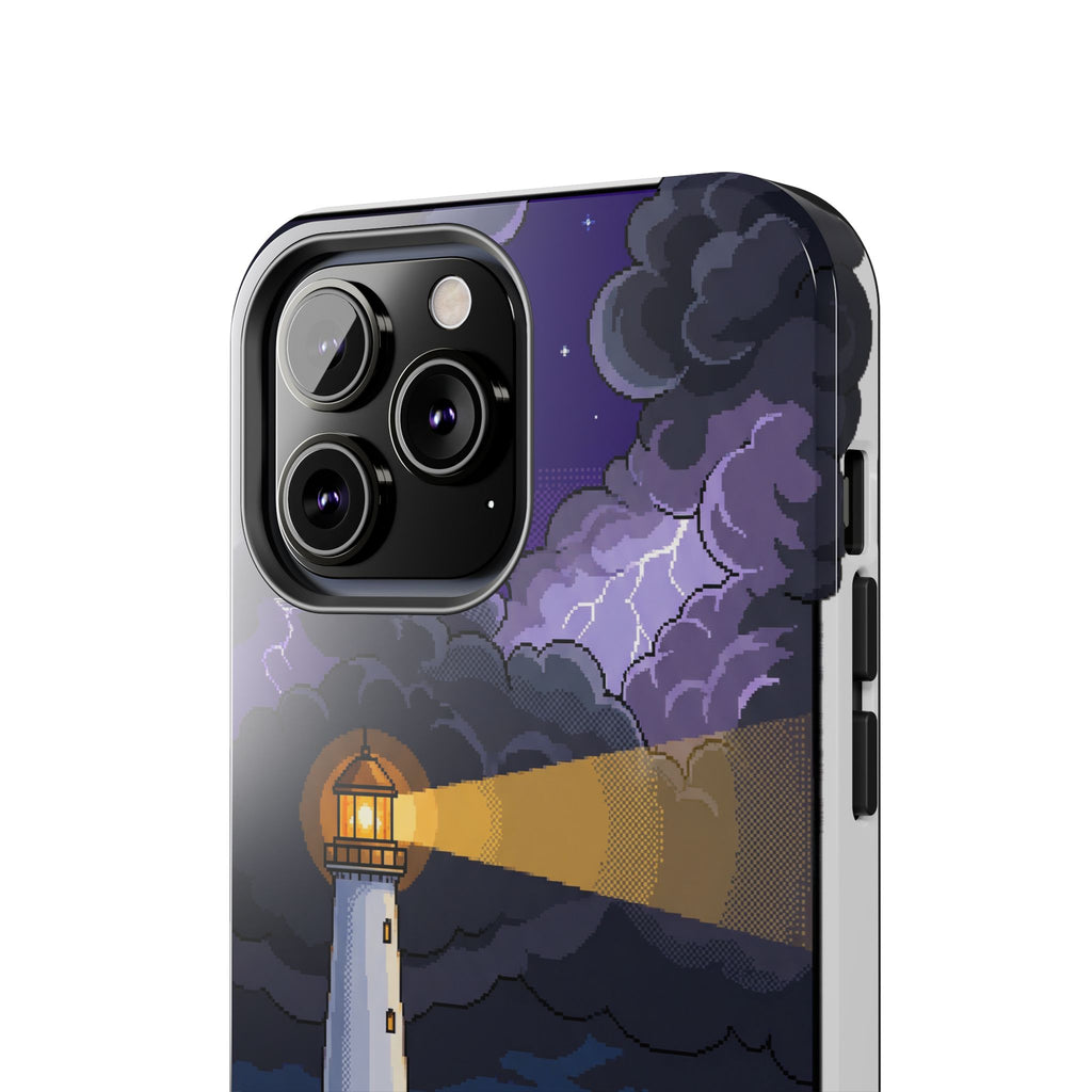 Retro Pixel Lighthouse in the Storm — Tough Phone Case