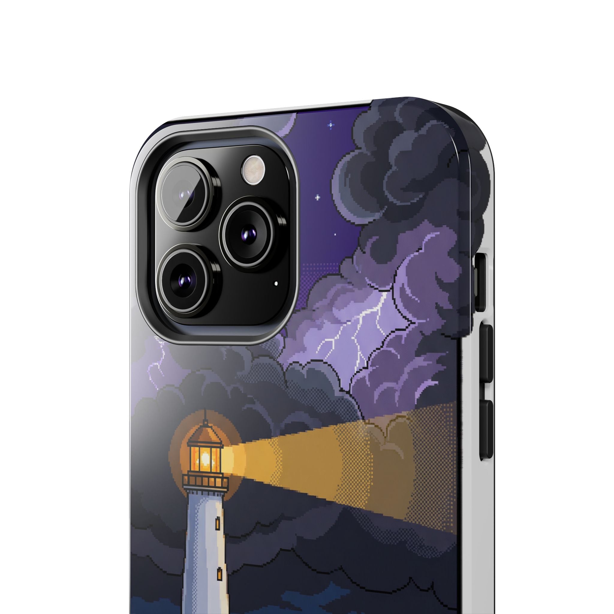 Retro Pixel Lighthouse in the Storm — Tough Phone Case