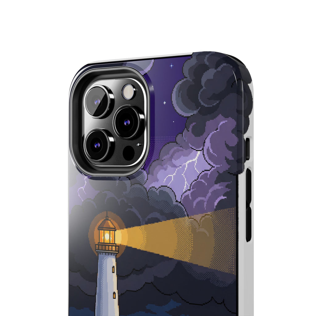 Retro Pixel Lighthouse in the Storm — Tough Phone Case
