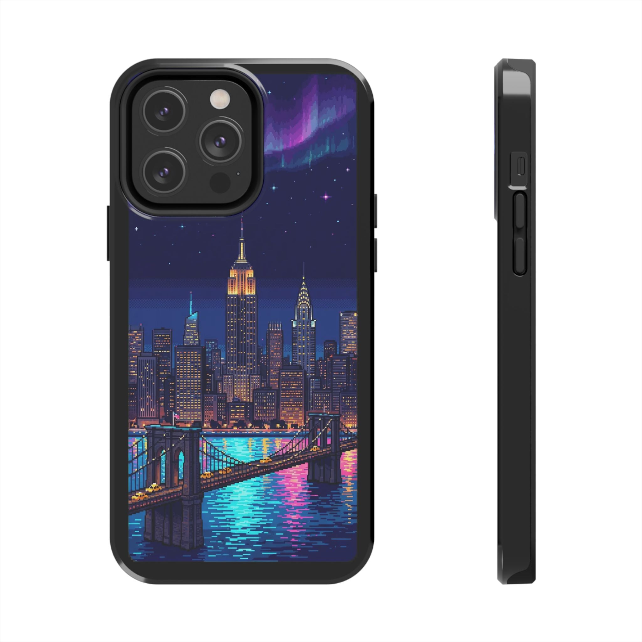 Retro Pixel NYC Skyline at Night — Tough Phone Case