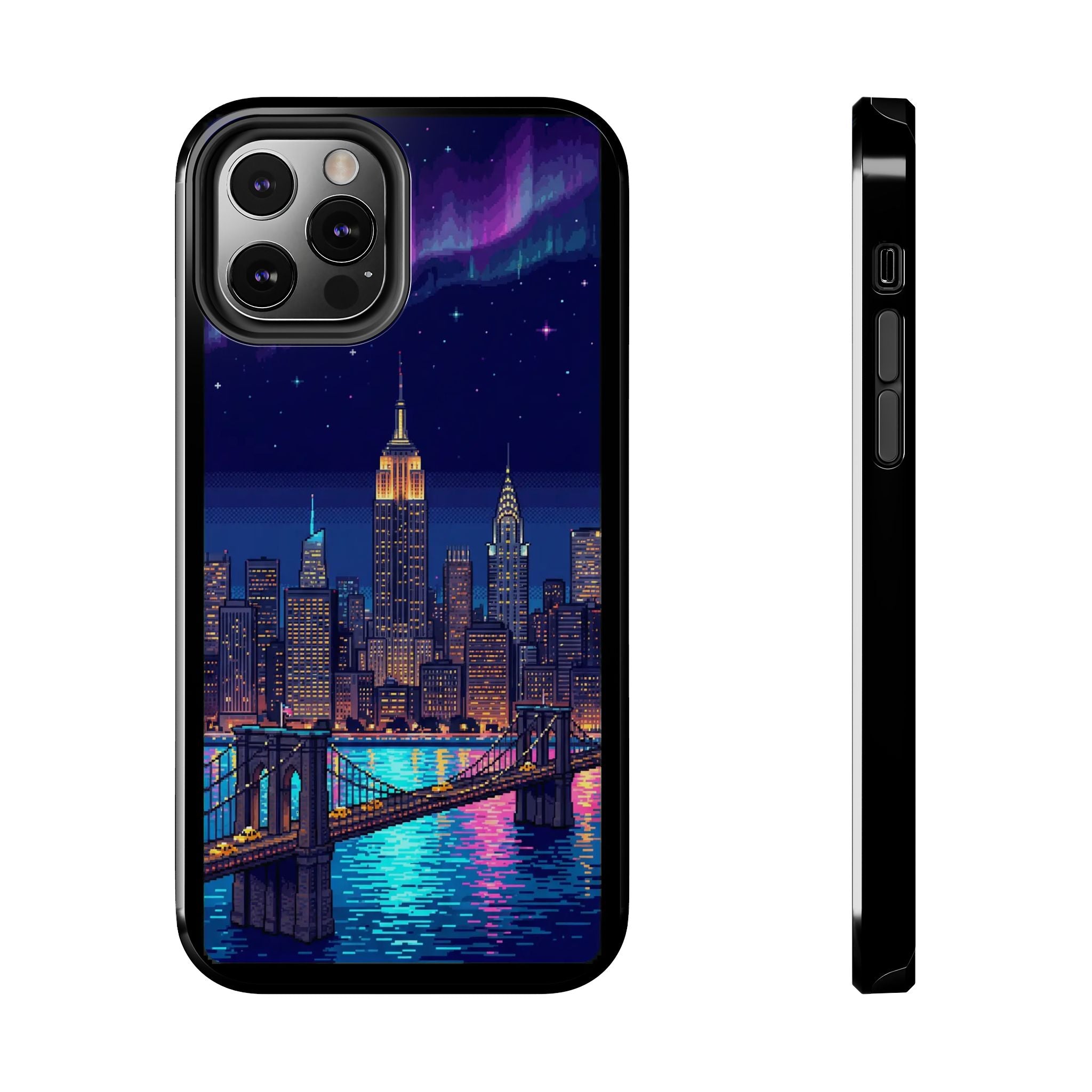 Retro Pixel NYC Skyline at Night — Tough Phone Case
