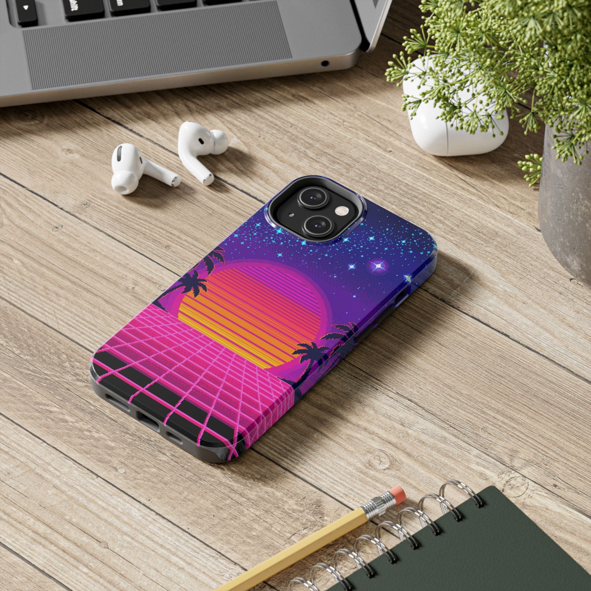 Retro Pixel 8-Bit Sunset — Tough Phone Case