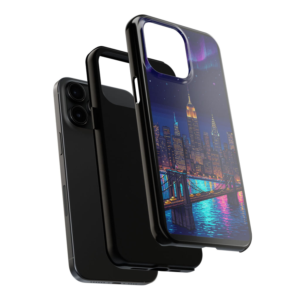 Retro Pixel NYC Skyline at Night — Tough Phone Case